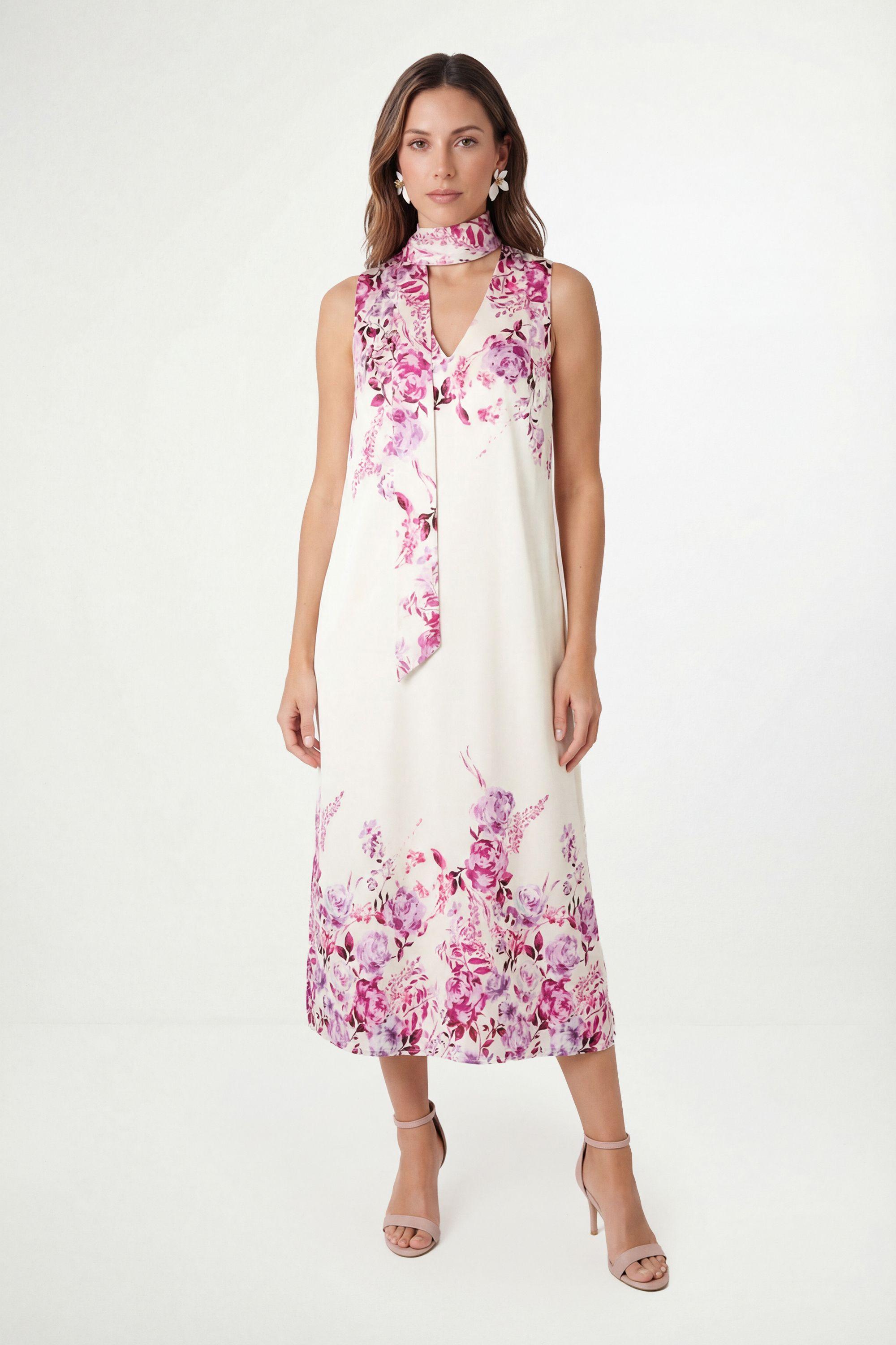 Petite Floral Satin Scarf Midi Dress by WALLIS