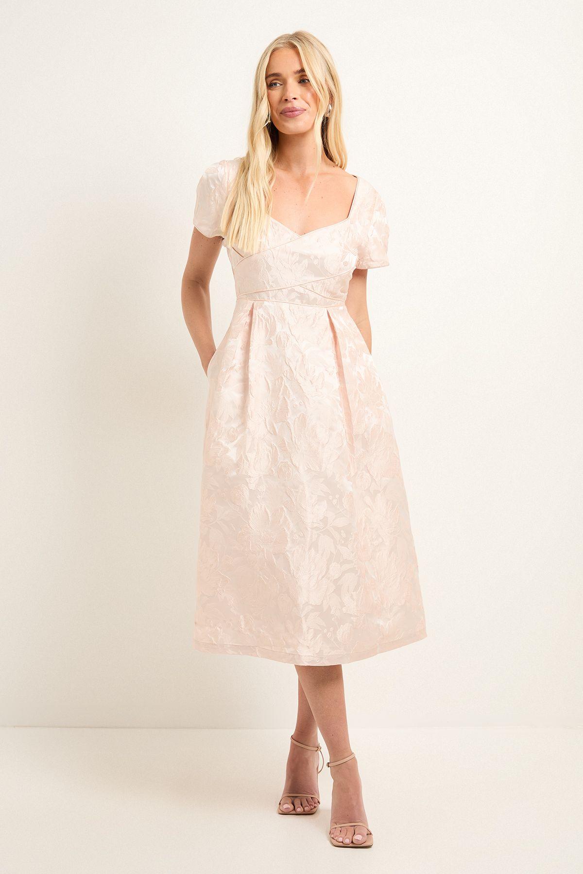 Petite Jacquard Seam Detail Midi Dress by WALLIS