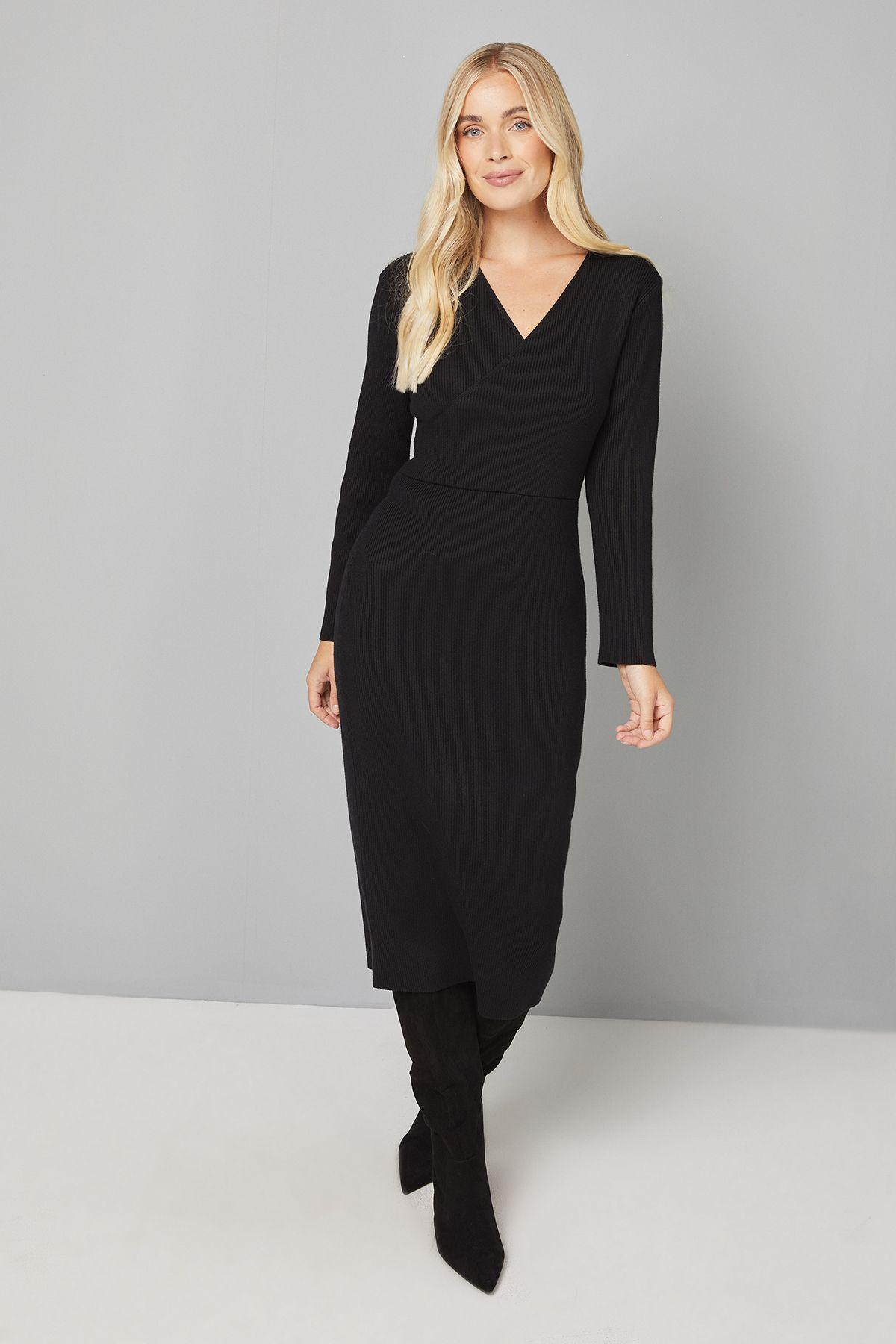 Petite Knitted Button Detail Midi Dress by WALLIS