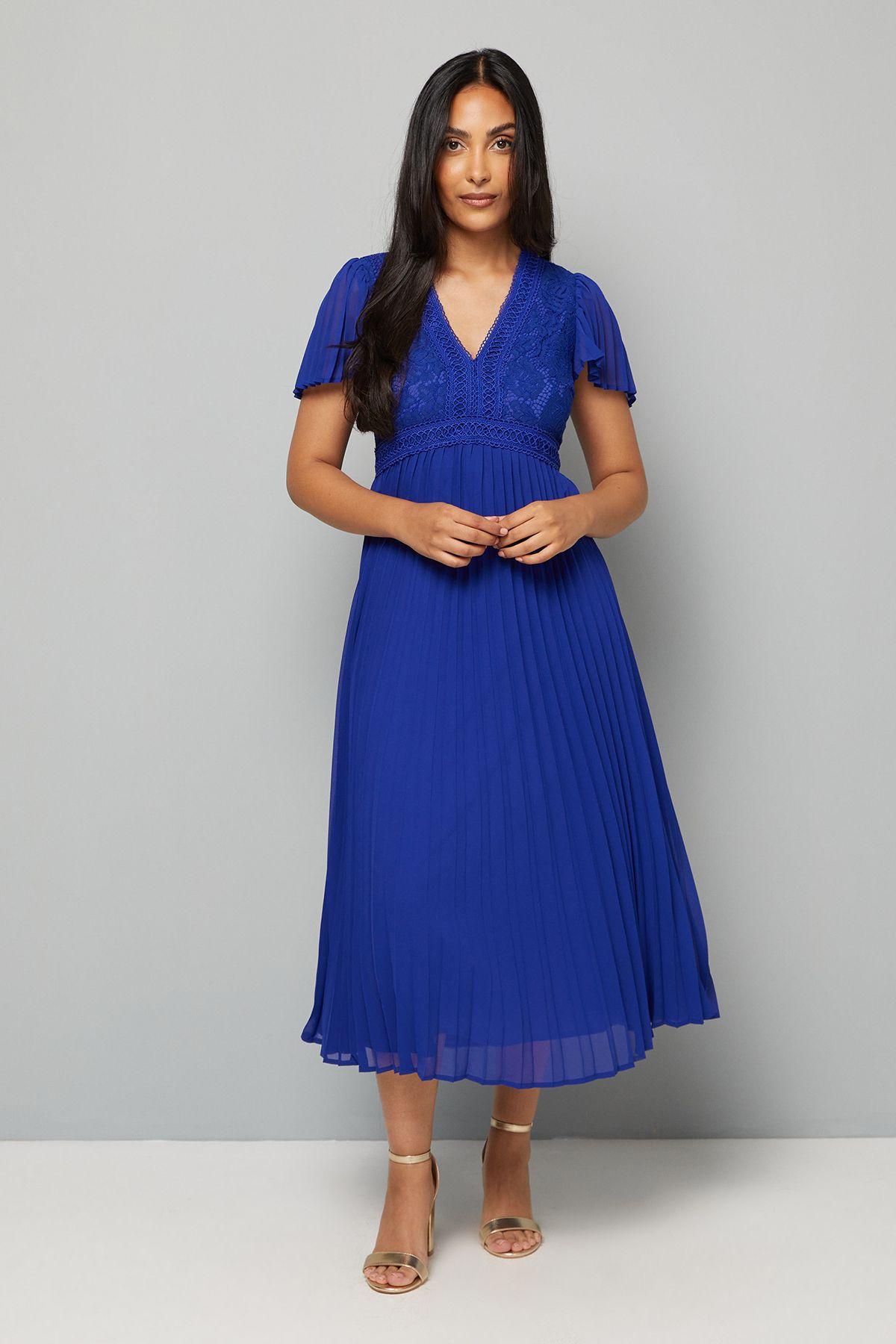 Petite Lace Pleated Skirt Midi Dress by WALLIS