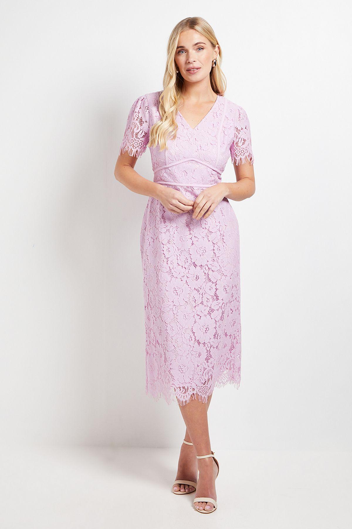 Petite Lace Seam Detail Pencil Midi Dress by WALLIS