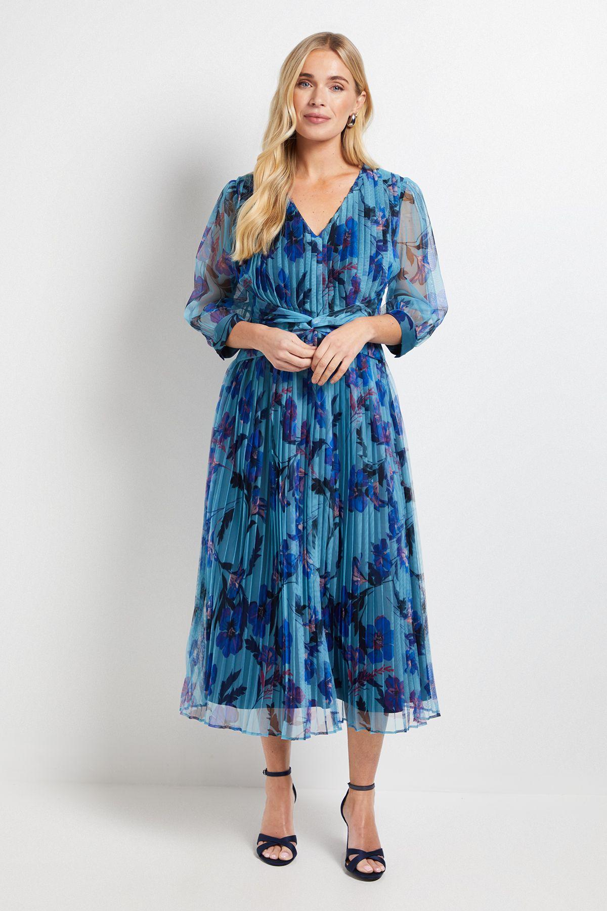 Petite Mesh Pleated Twist Waist Midi Dress by WALLIS