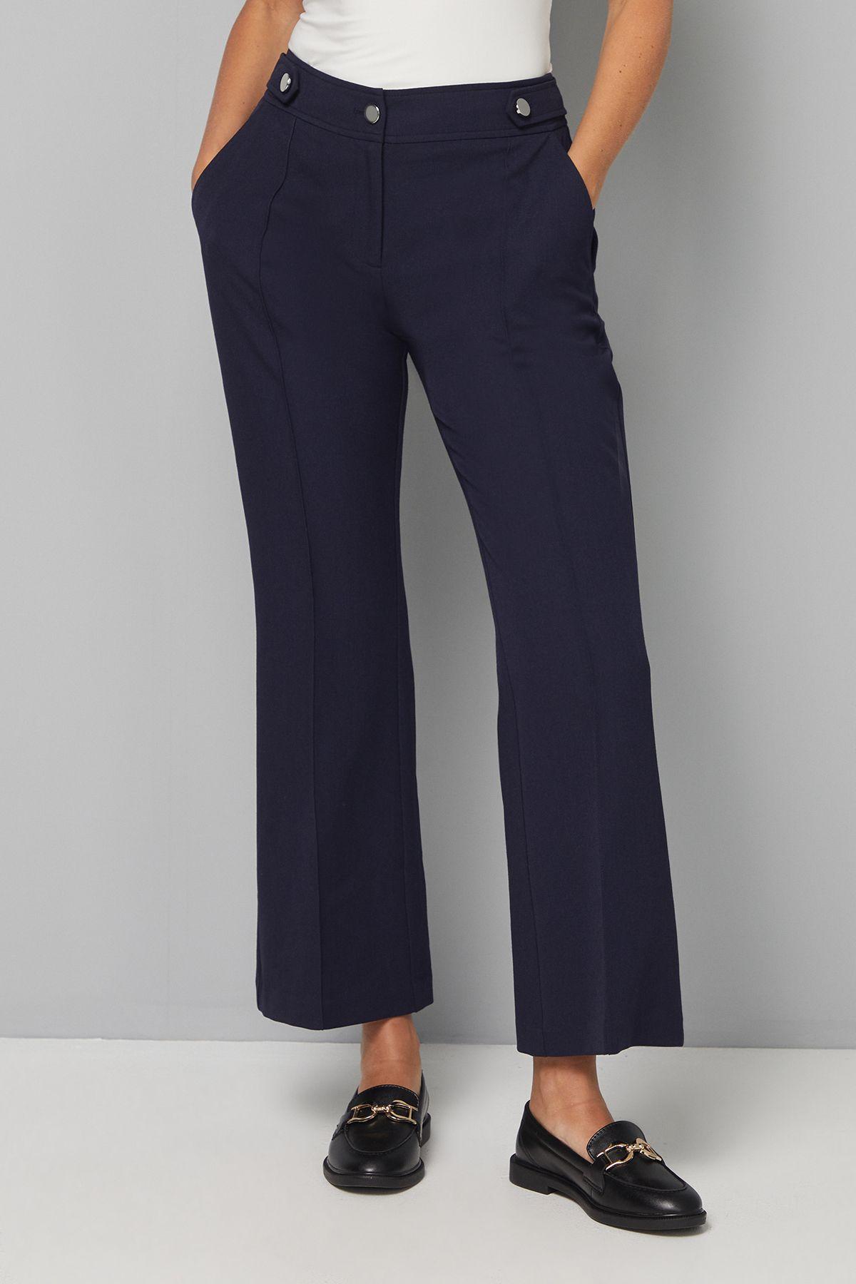 Petite Navy Smart Bootcut Leg Trousers by WALLIS Petite Navy Smart Bootcut Leg Trousers by WALLIS
