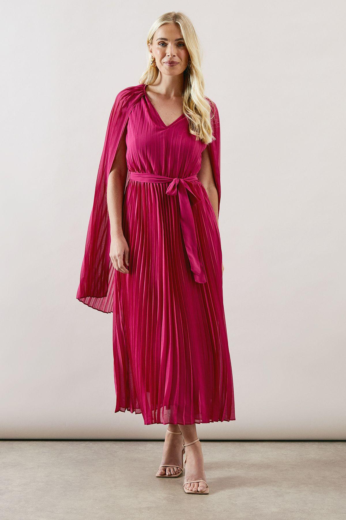Petite Occasion Pleated Cape Midi Dress by WALLIS