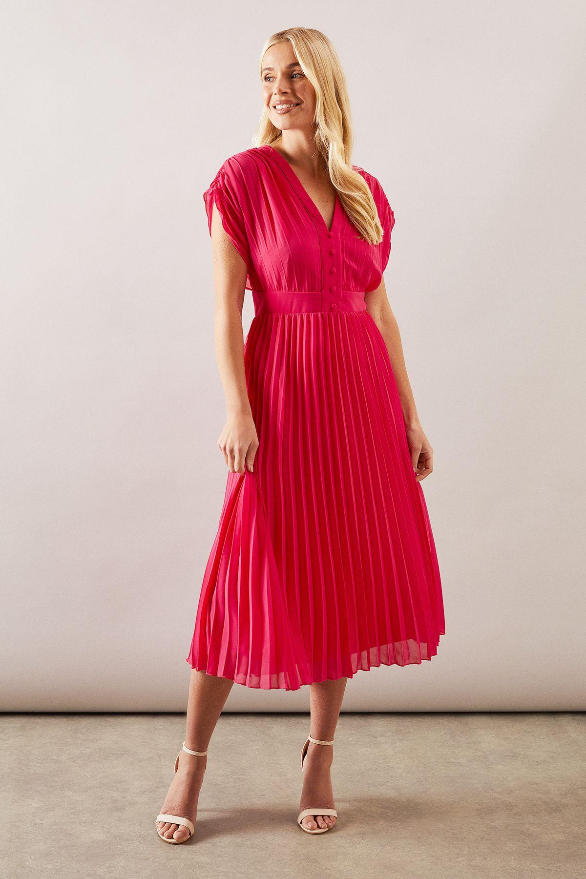 Petite Occasion Pleated Chiffon Midi Dress by WALLIS