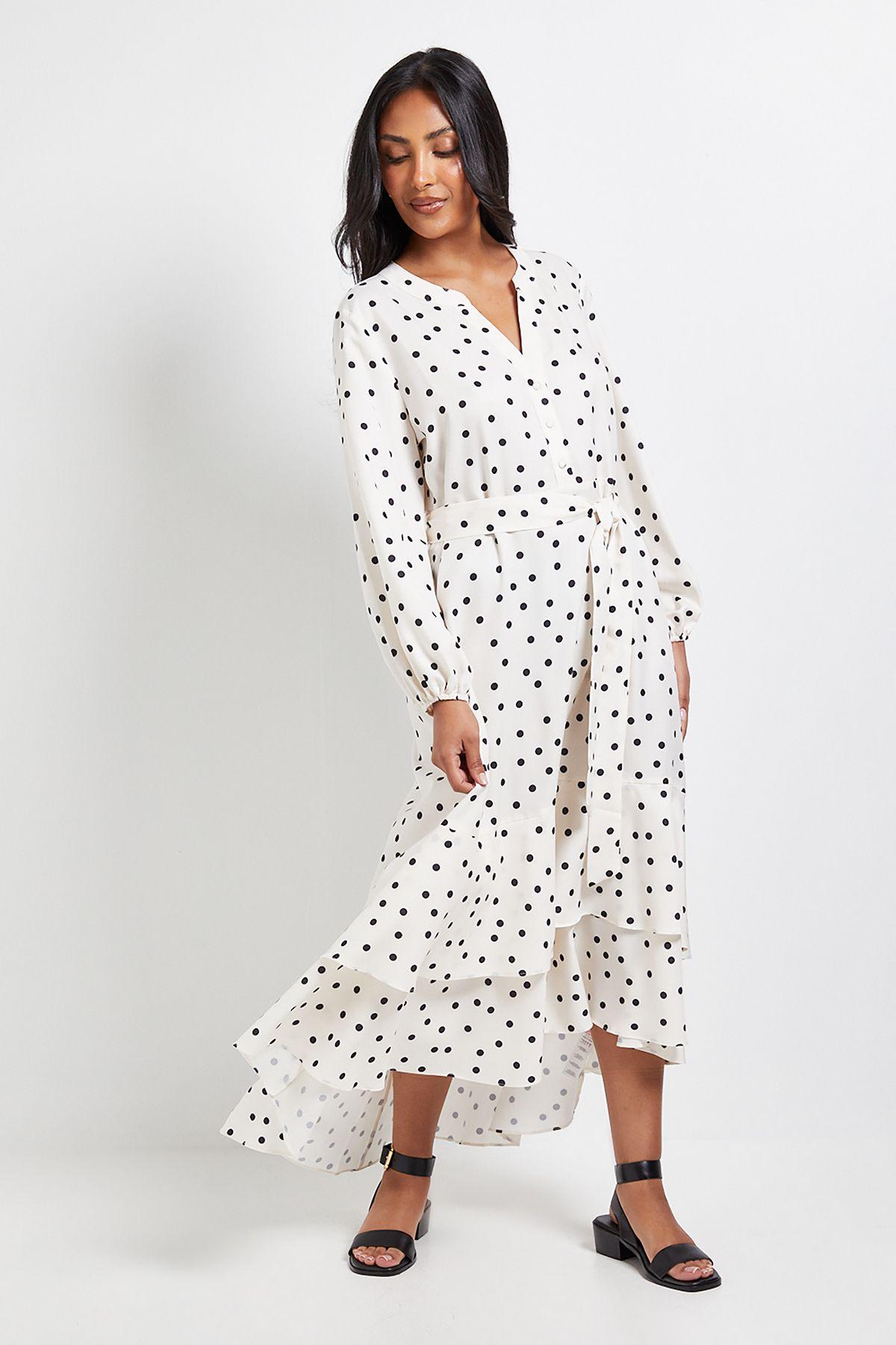 Petite Polka Dot Print Button Midi Shirt Dress by WALLIS