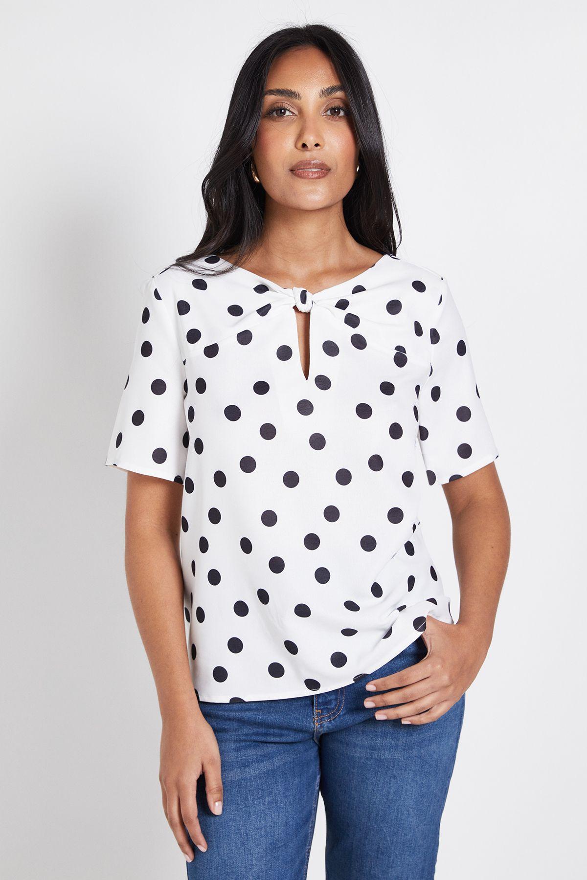 Petite Polka Dot Woven Twist Blouse by WALLIS