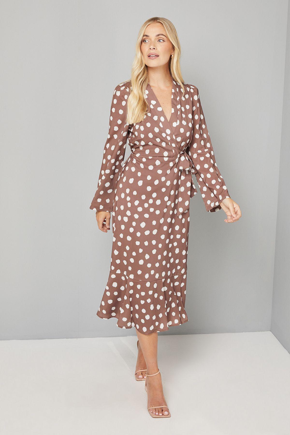 Petite Polka Dot Wrap Midi Dress by WALLIS