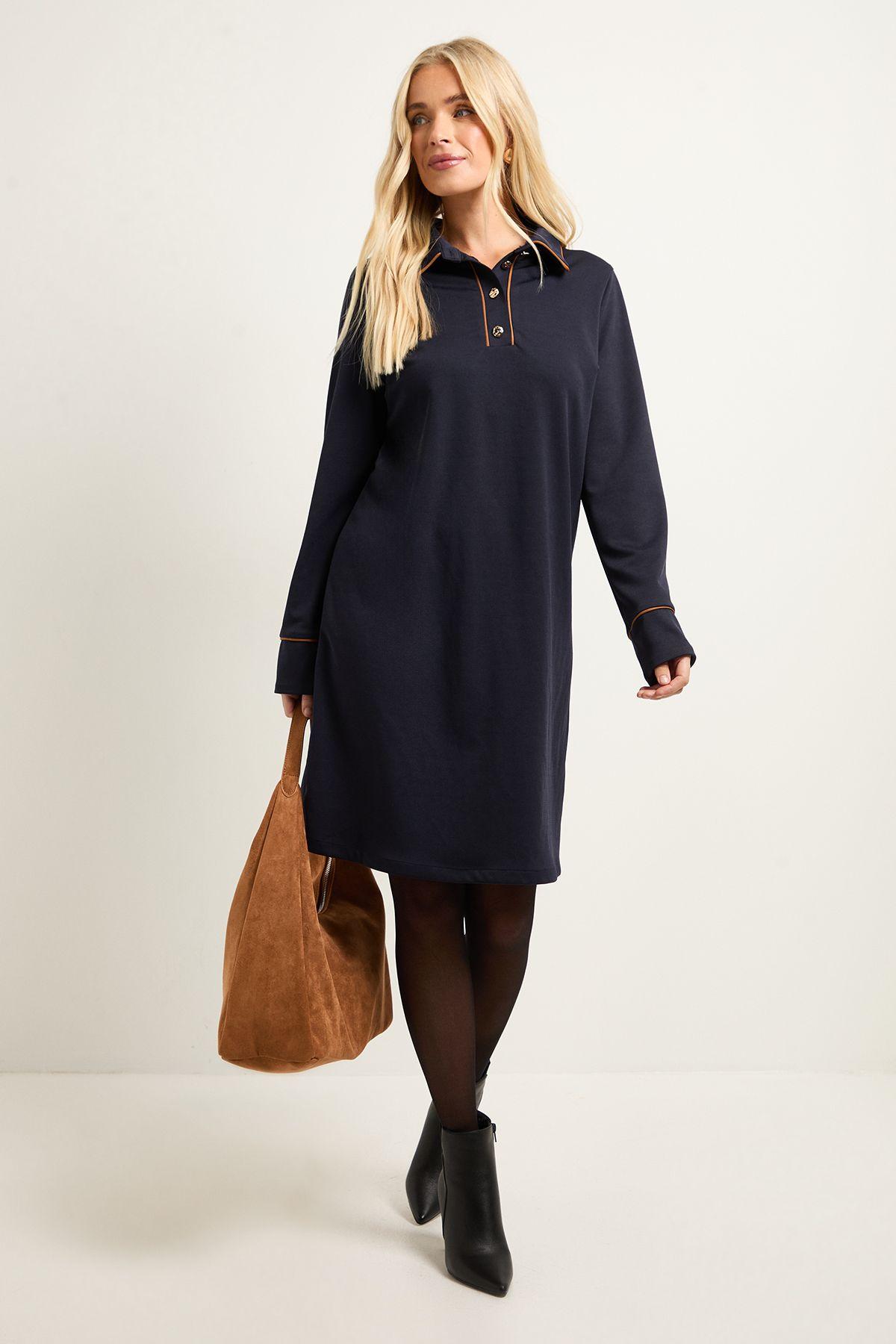 Petite Ponte Button Shift Dress by WALLIS