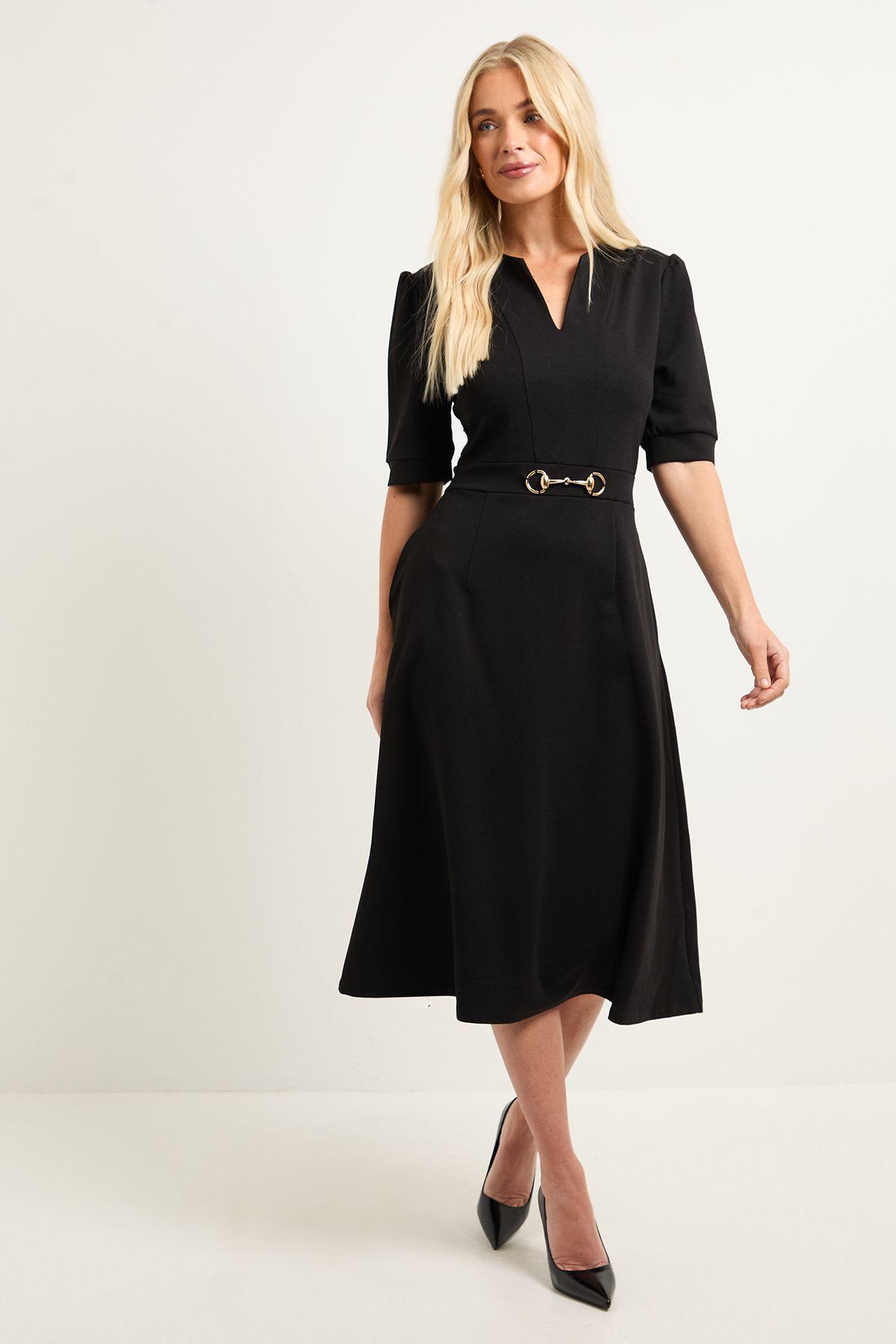 Petite Ponte Snaffle Trim Midi Dress by WALLIS