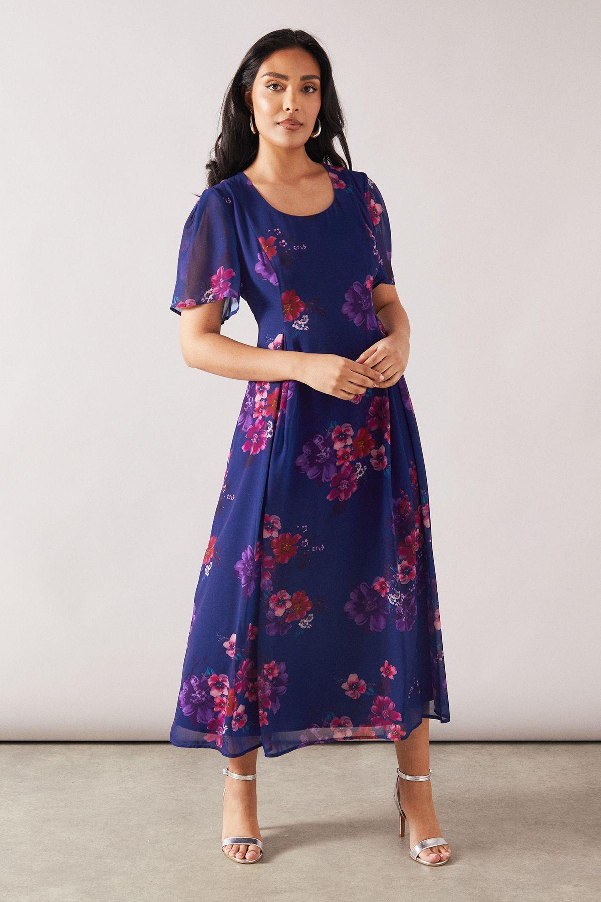 Petite Printed Chiffon Midi Dress by WALLIS