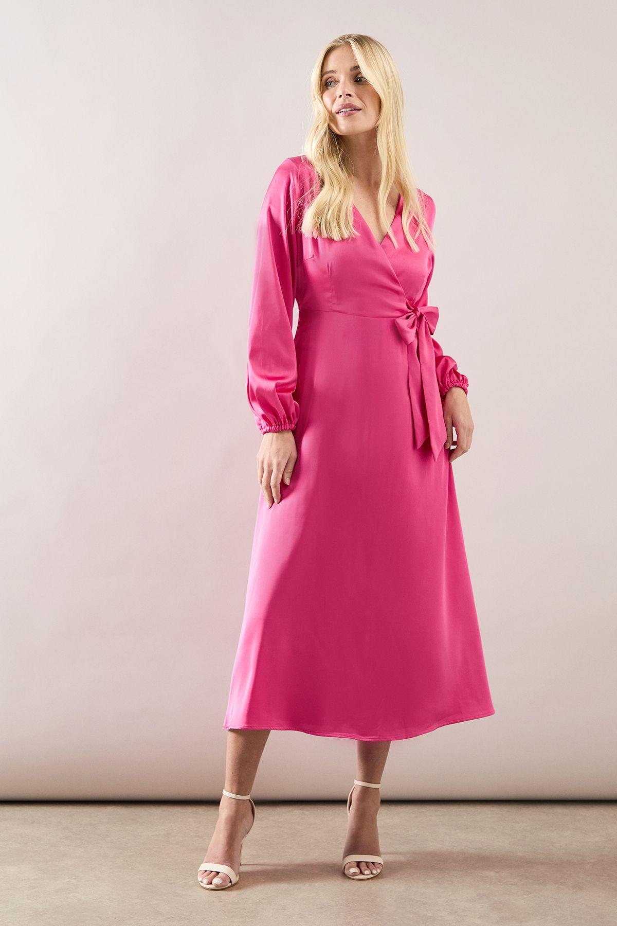 Petite Satin Wrap Midi Dress by WALLIS