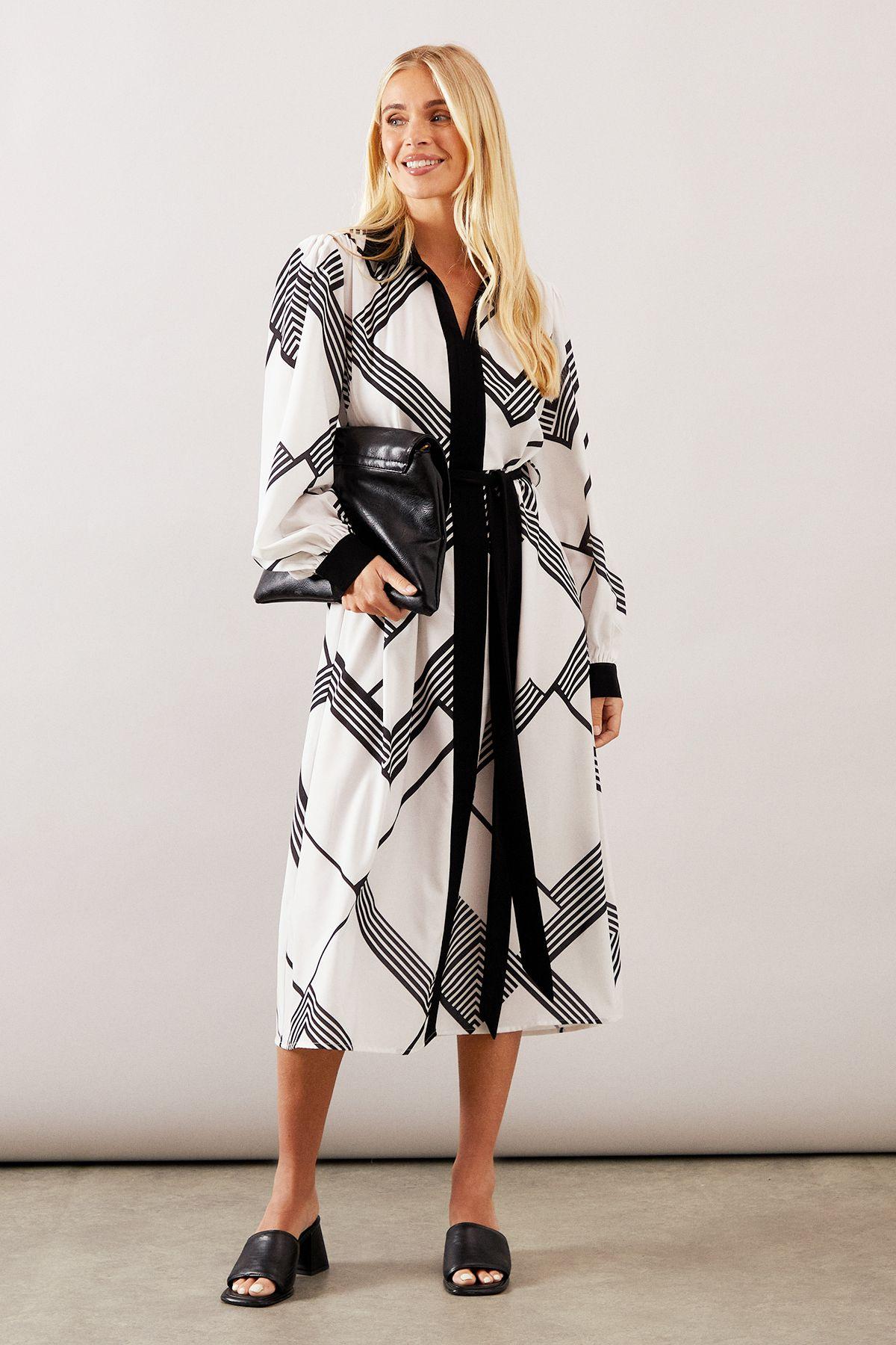 Petite Stripe Contrast Panel Midi Shirt Dress by WALLIS