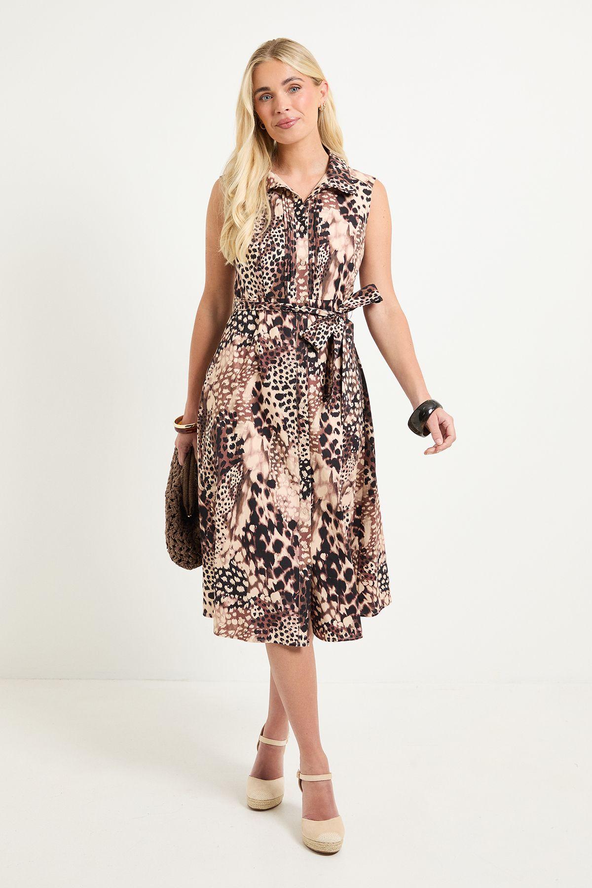 Petite Summer Cotton Animal Shirt Dress by WALLIS