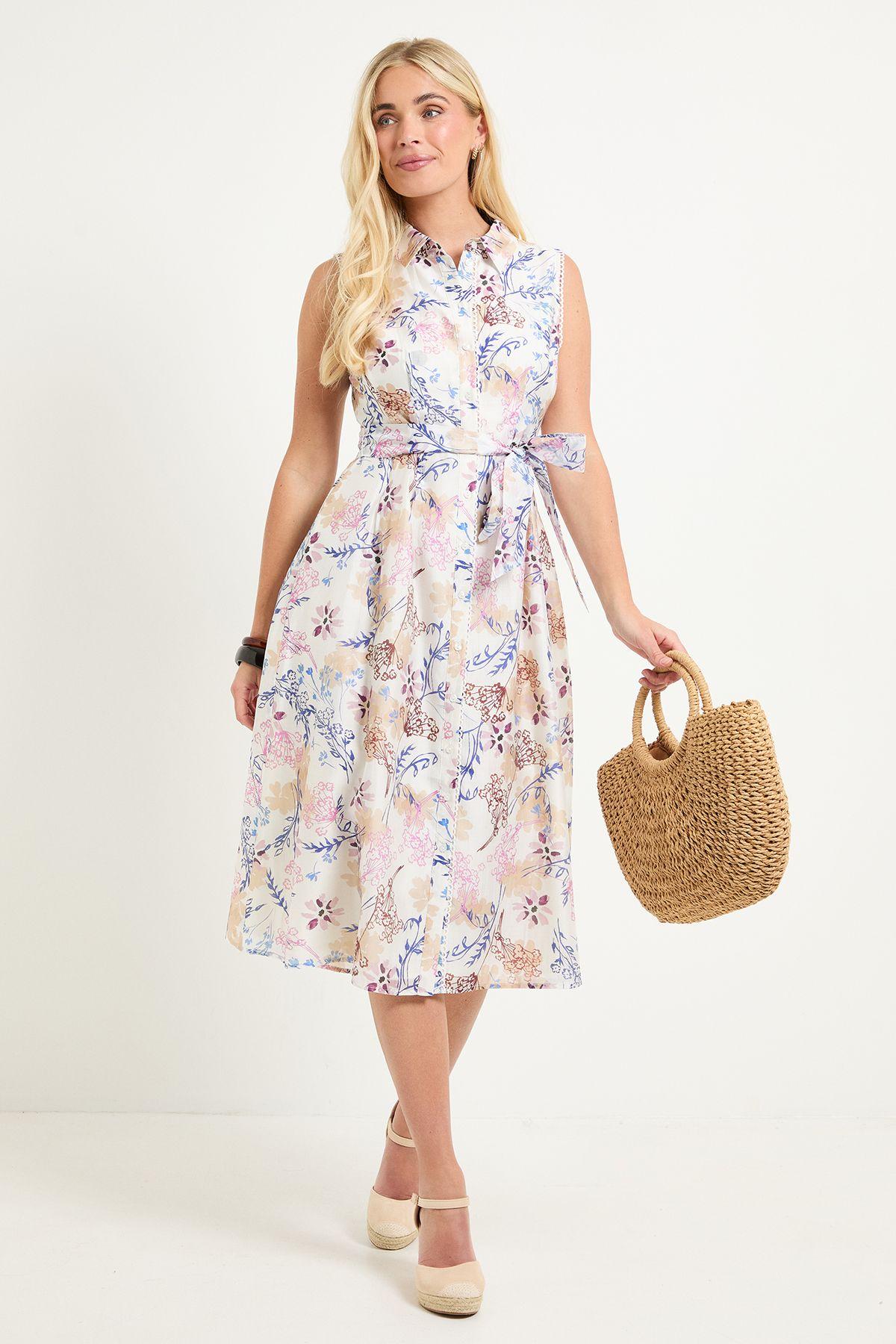 Petite Summer Tencel Sleeveless Shirt Dress by WALLIS