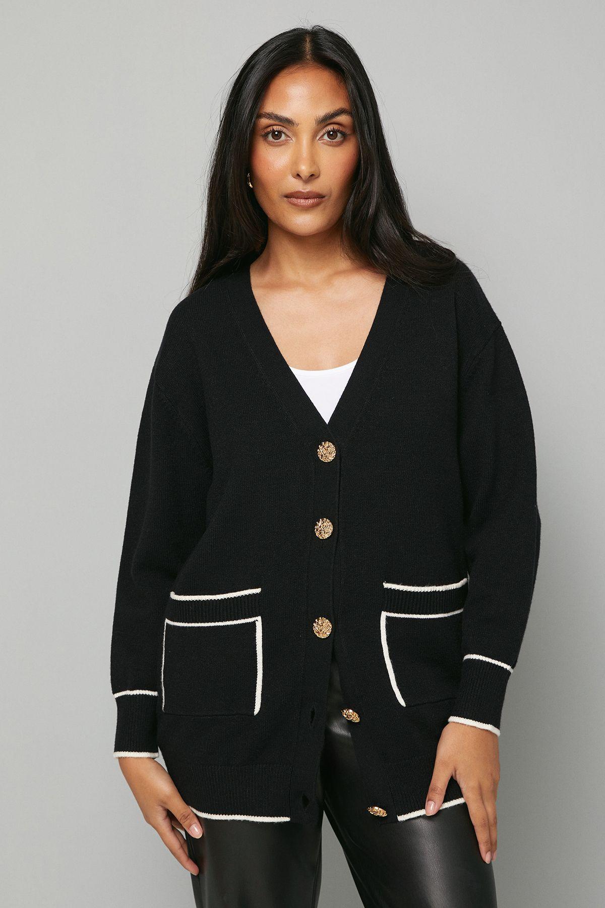 Petite Tipped Button Through Cardigan by WALLIS