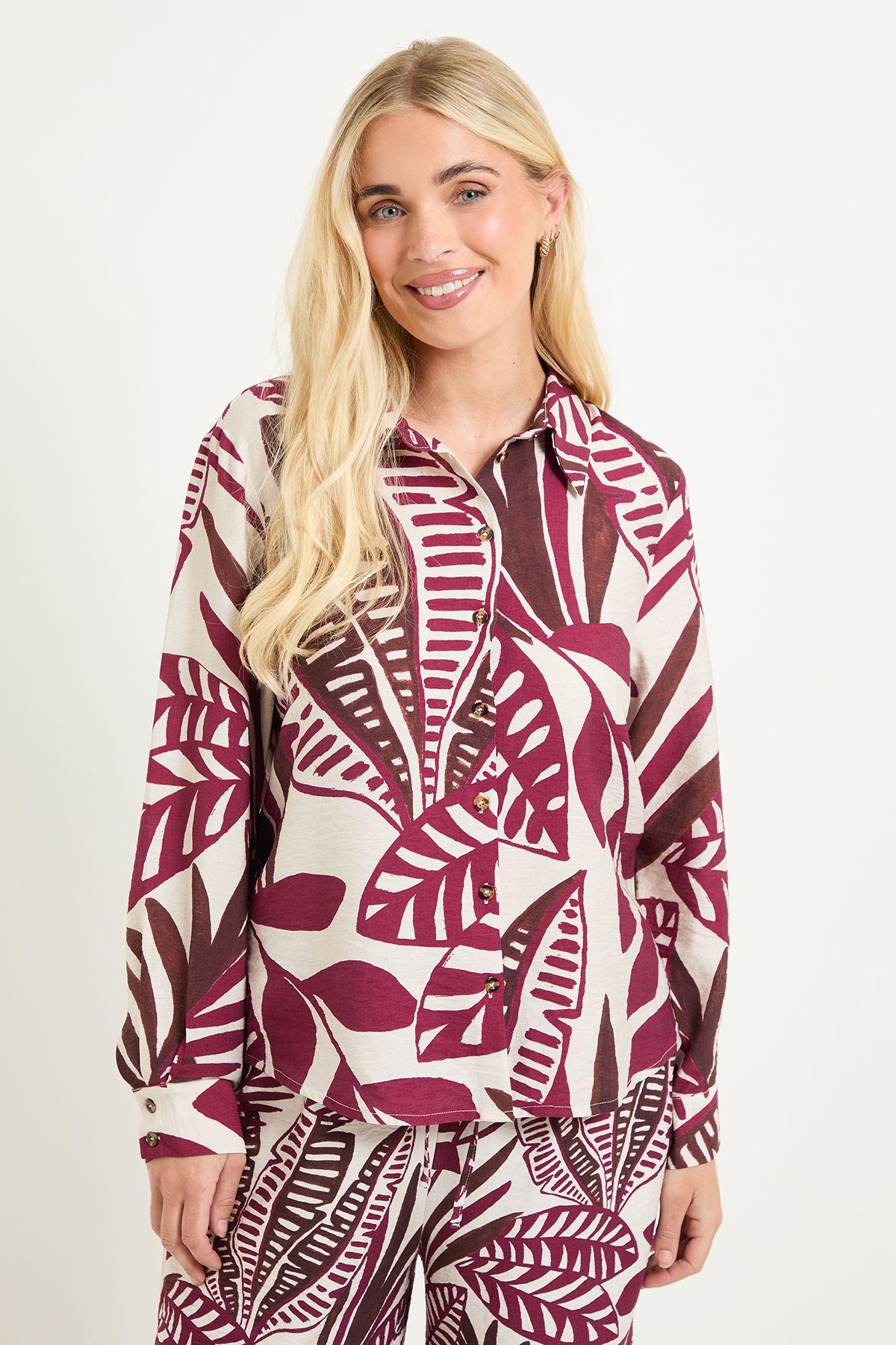 Petite Tropical Print Button Down Shirt by WALLIS