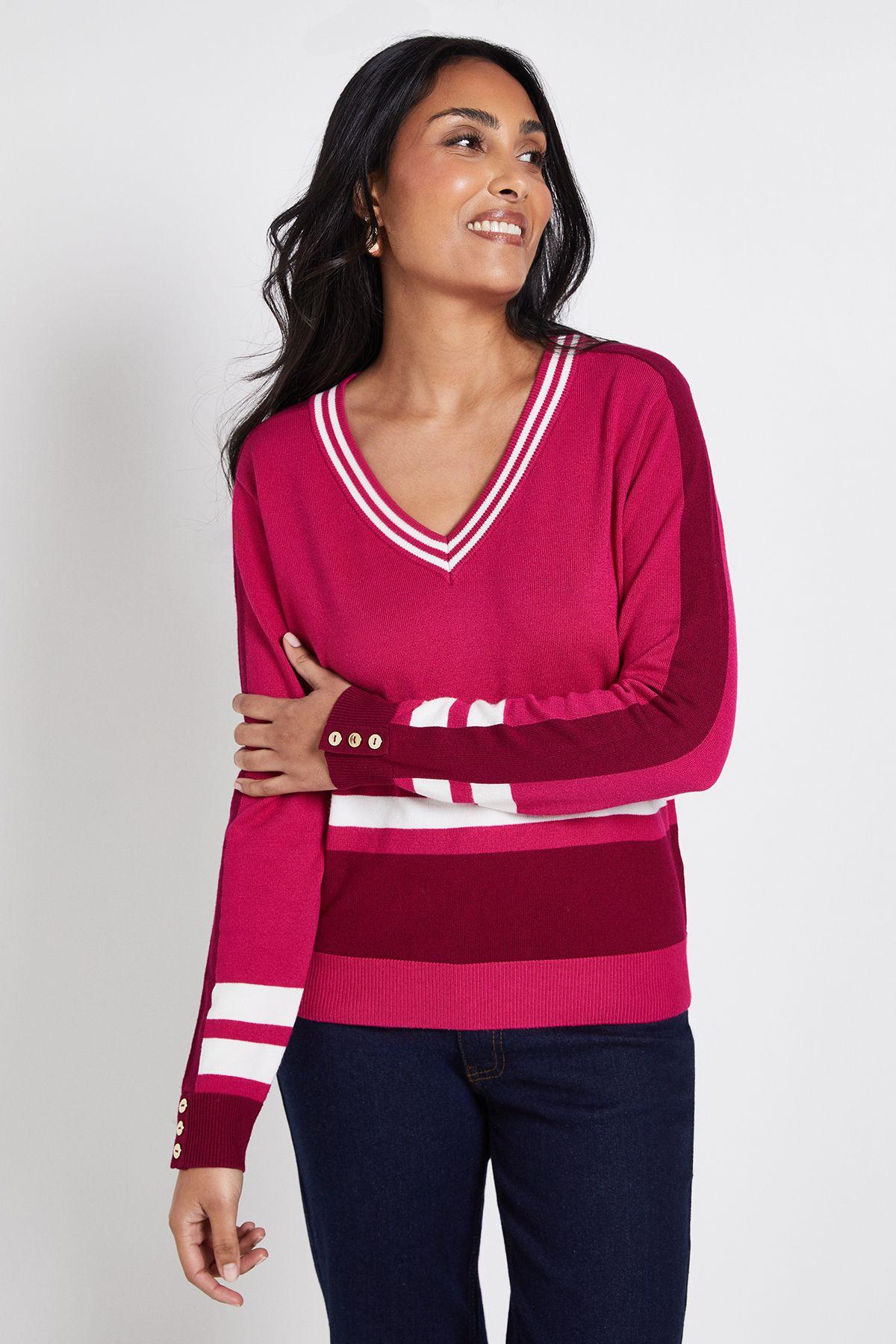 Petite V Neck Colour Block Jumper by WALLIS
