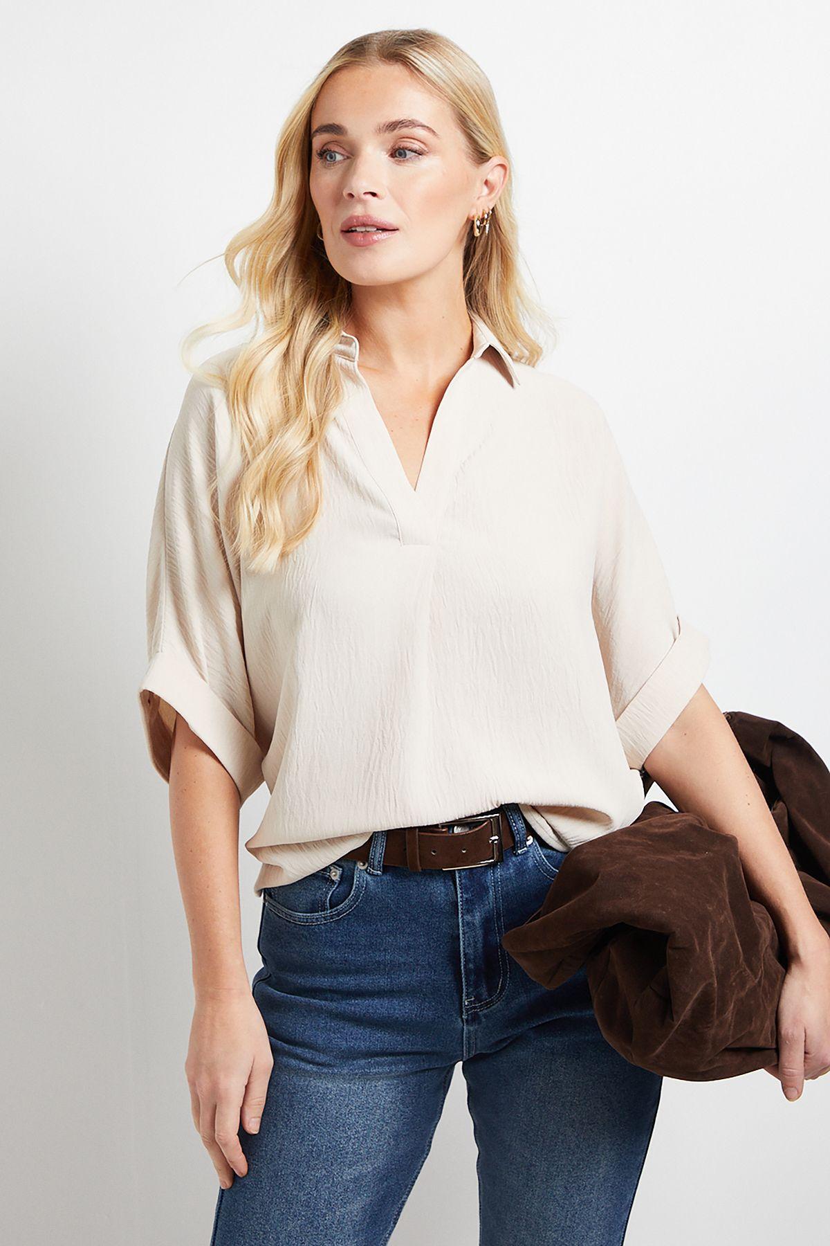 Petite Woven Collar Overhead Shirt by WALLIS