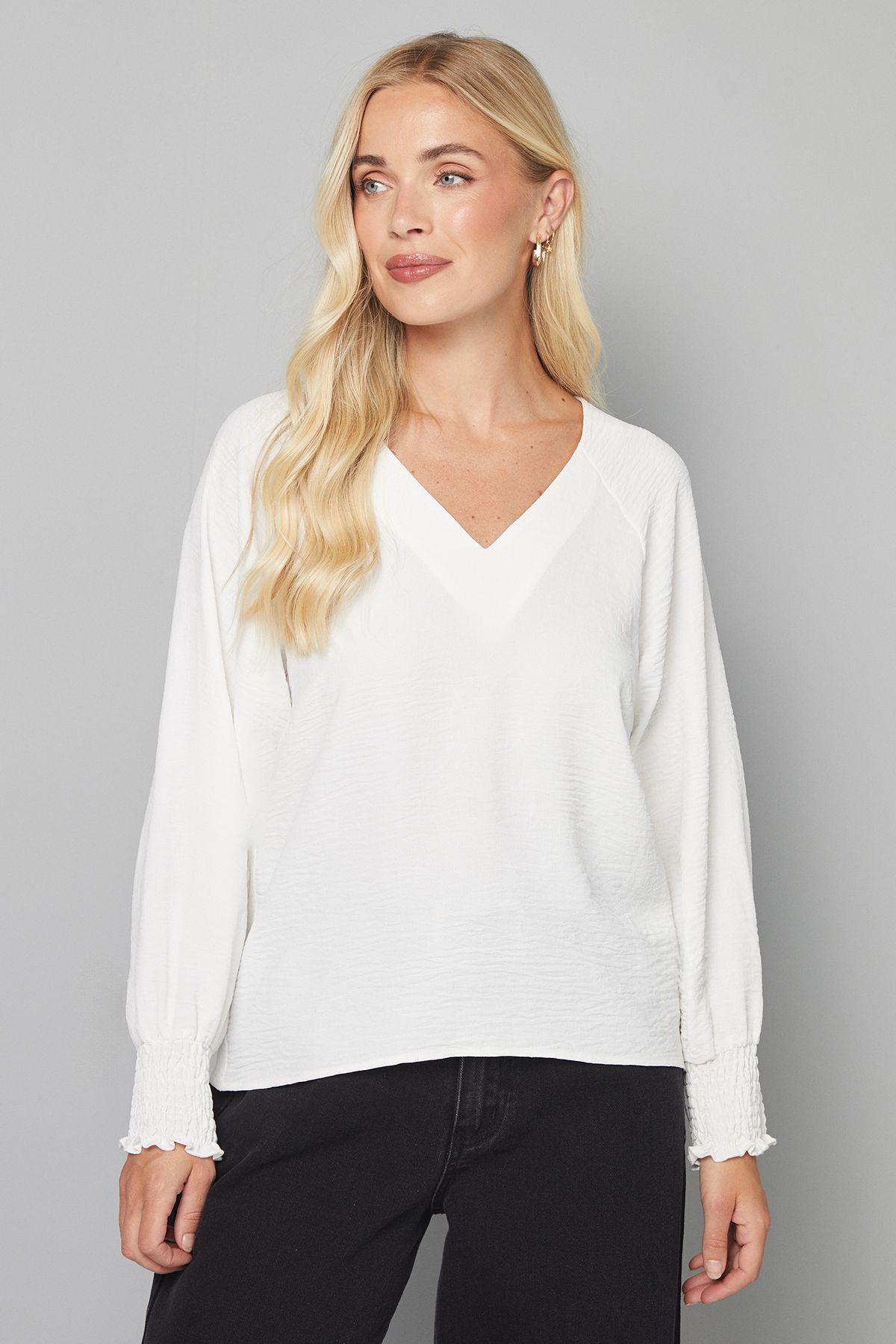 Petite Woven Shirred Cuff Overhead Shirt by WALLIS