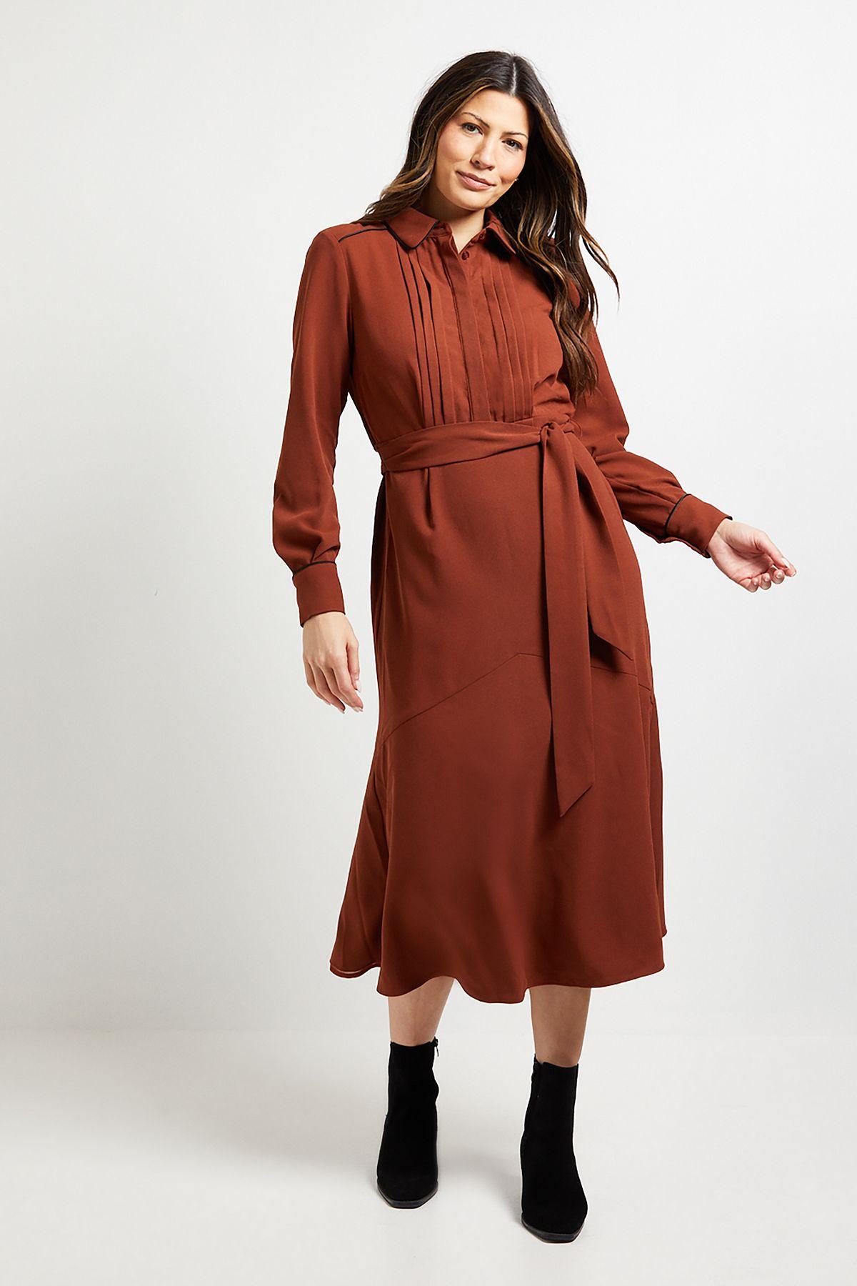 Pintuck Detail Midi Shirt Dress by WALLIS