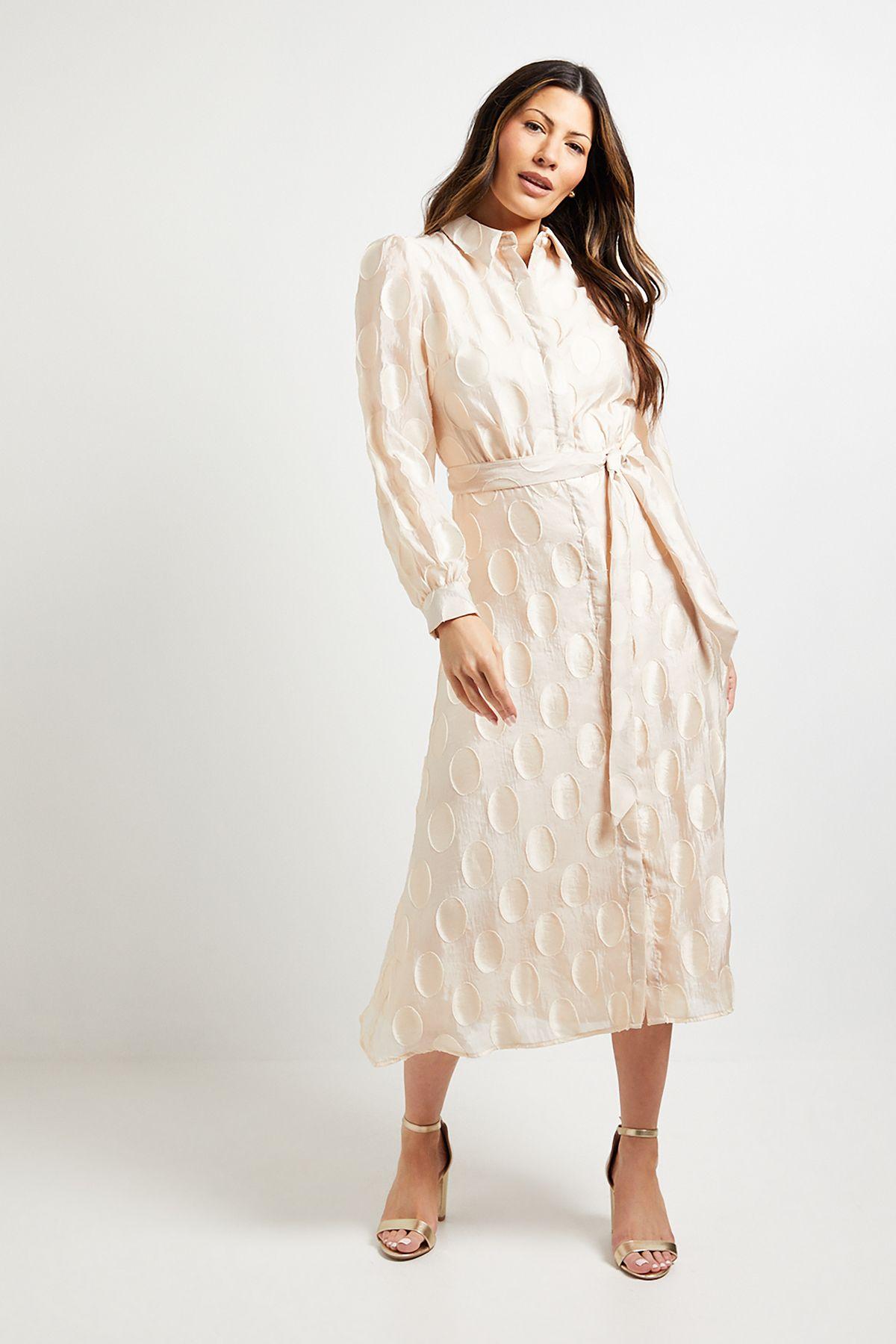 Polka Dot Organza Shirt Midi Dress by WALLIS