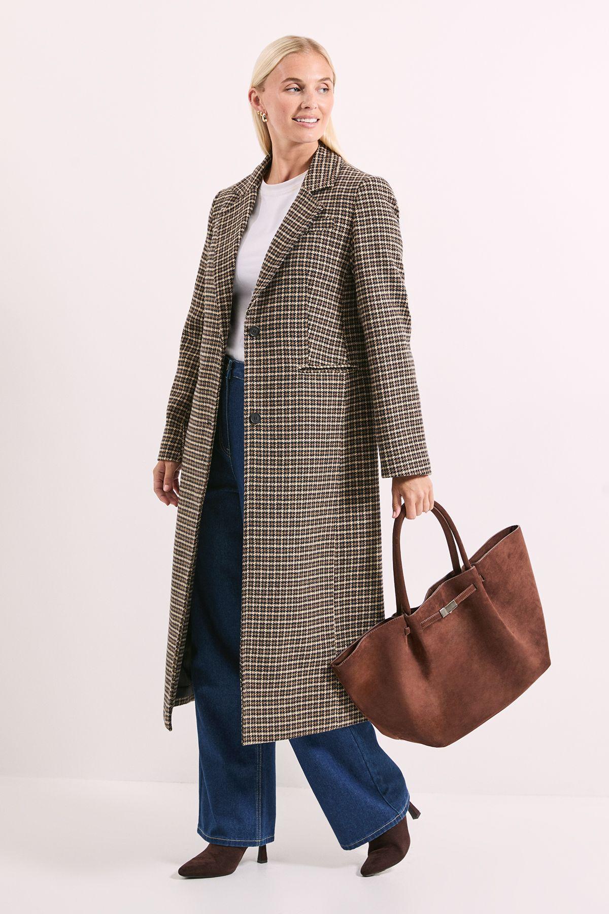 Principles by Wallis Check Button Coat by WALLIS
