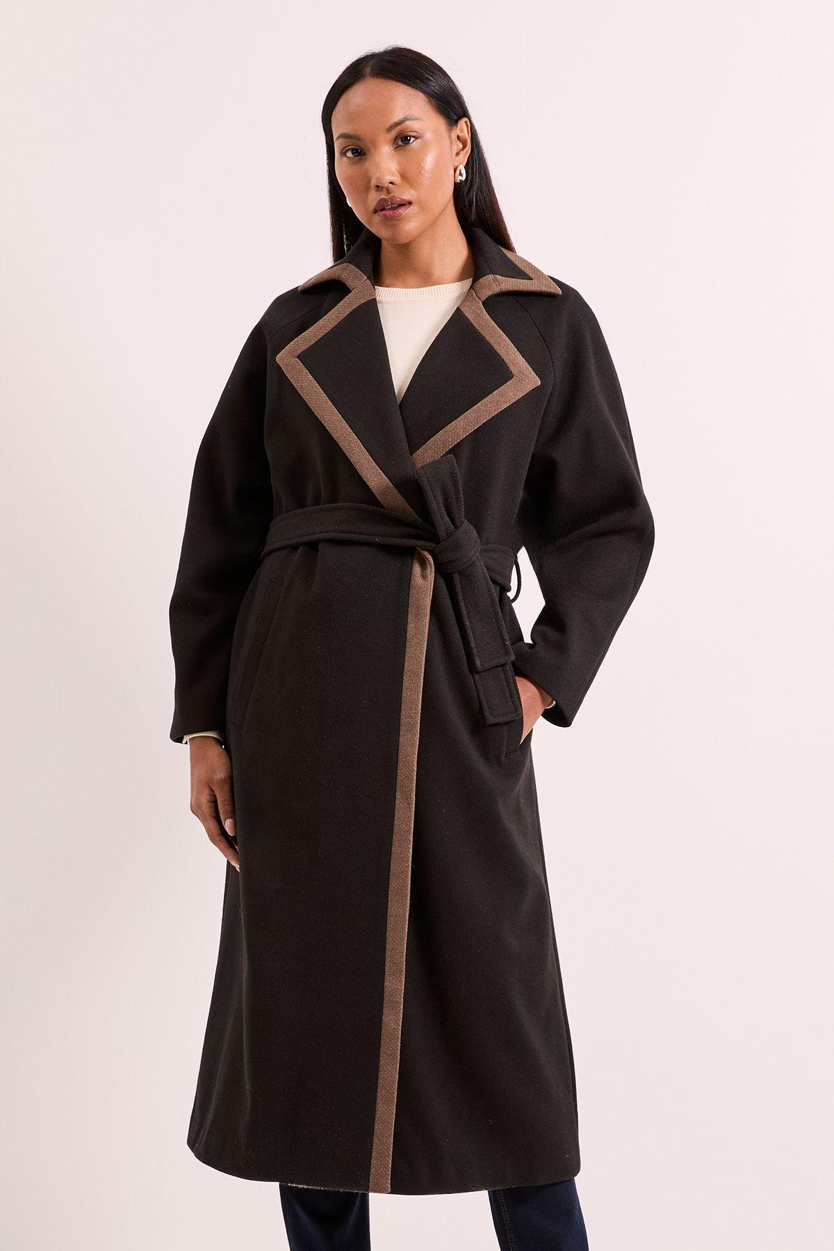 Principles by Wallis Contrast Wrap Coat by WALLIS