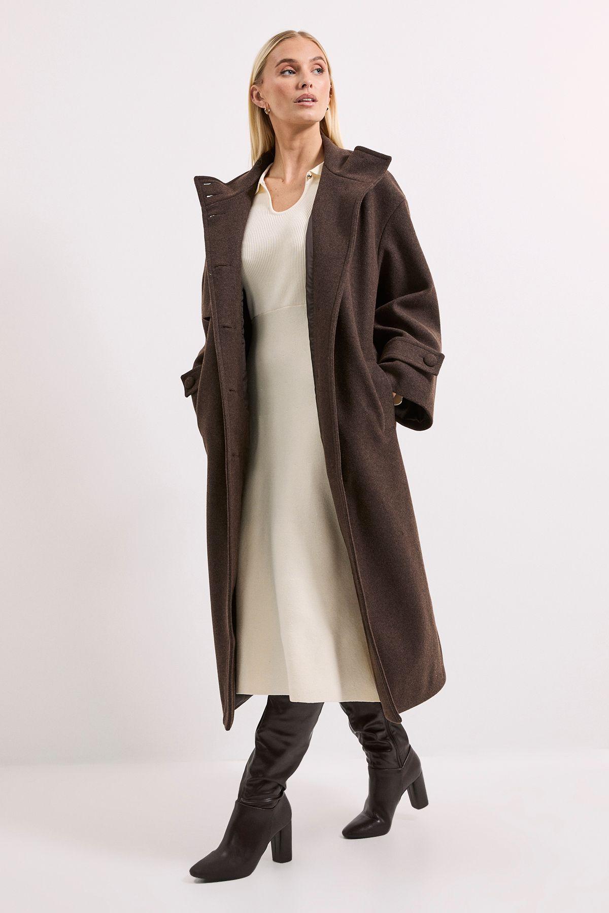 Principles by Wallis Funnel Neck Button Coat by WALLIS