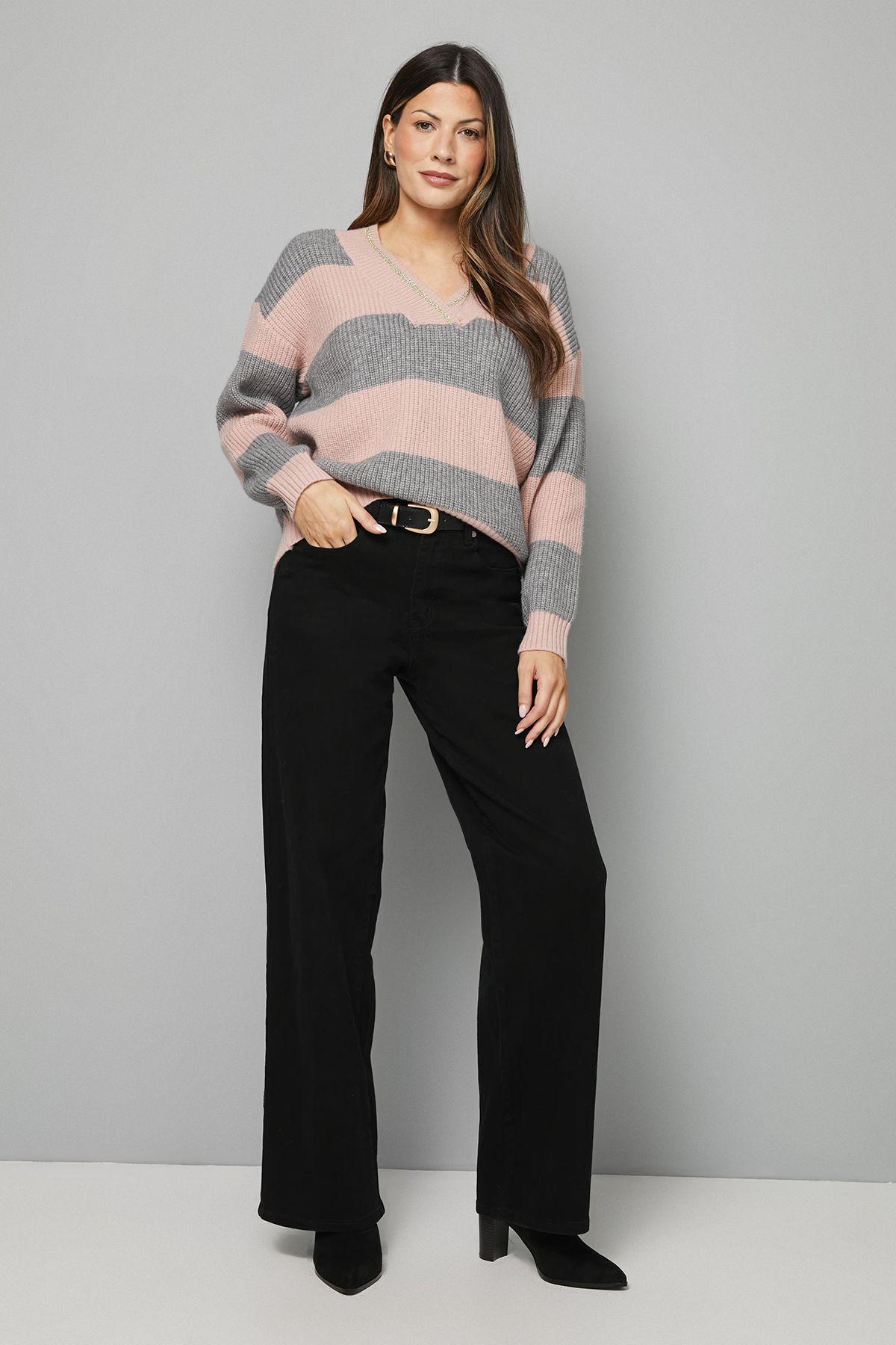 Relaxed Stripe Cricket Jumper by WALLIS