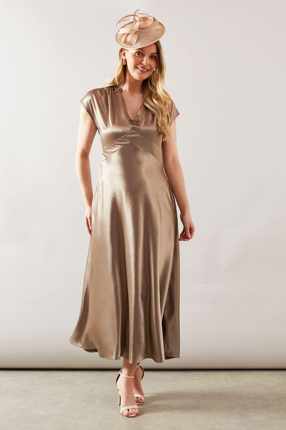 Satin Seam Detail Maxi Dress by WALLIS