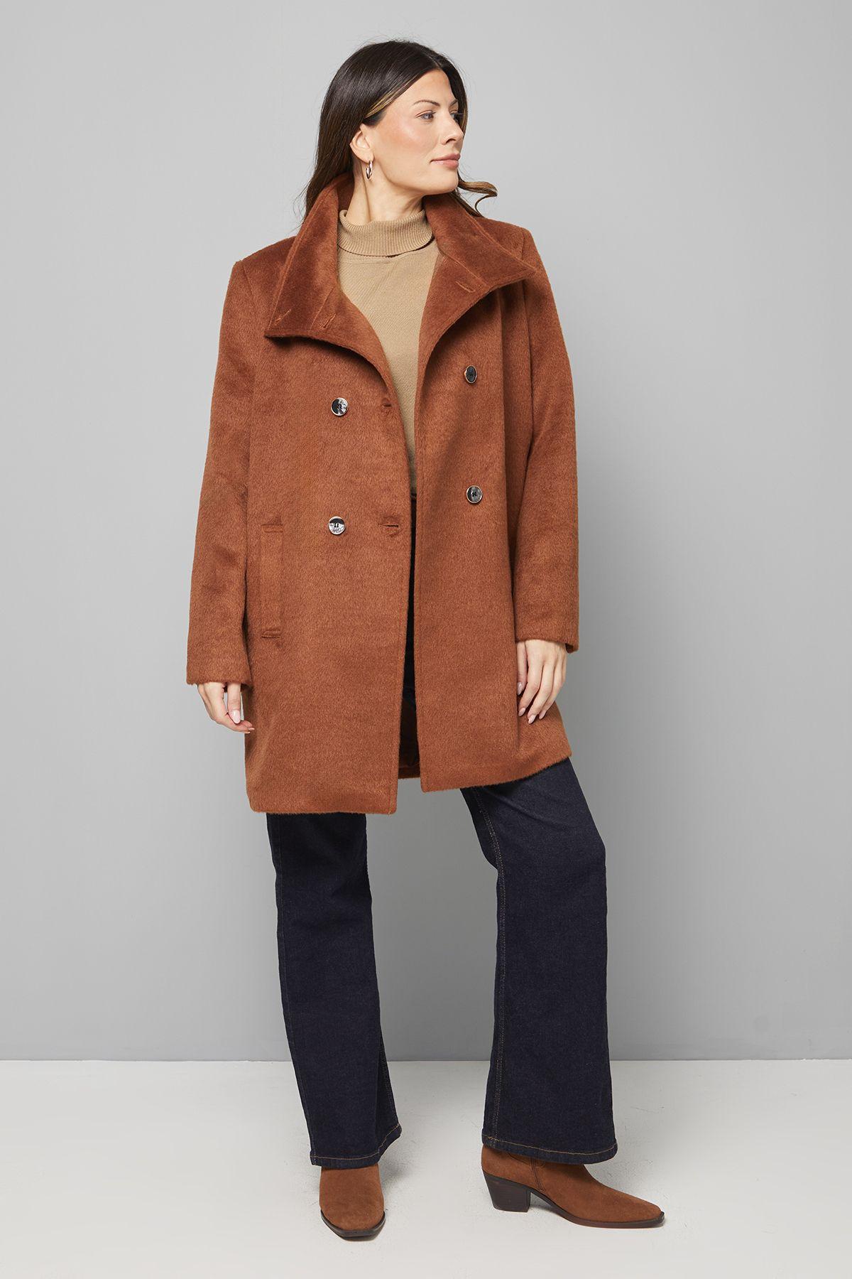 Short Double Breasted Funnel Coat by WALLIS