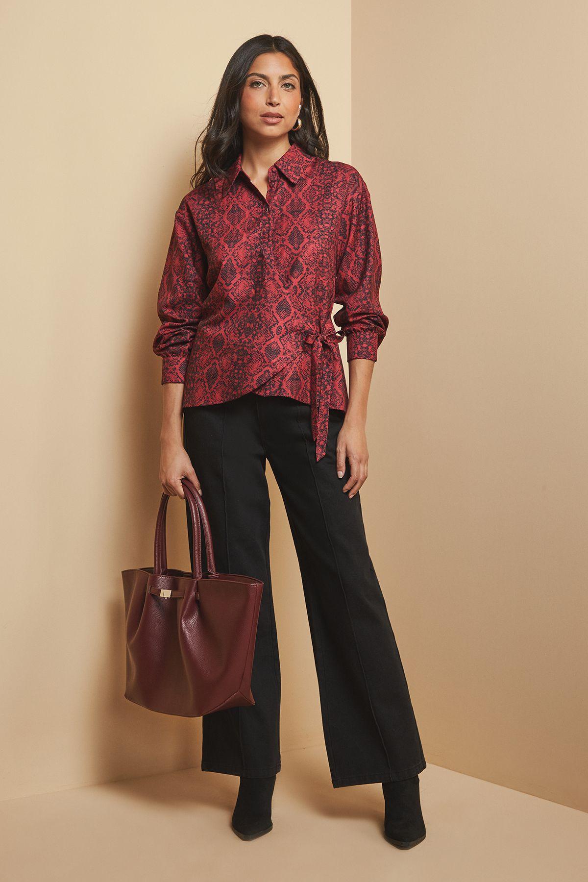 Snake Print Knot Detail Shirt by WALLIS