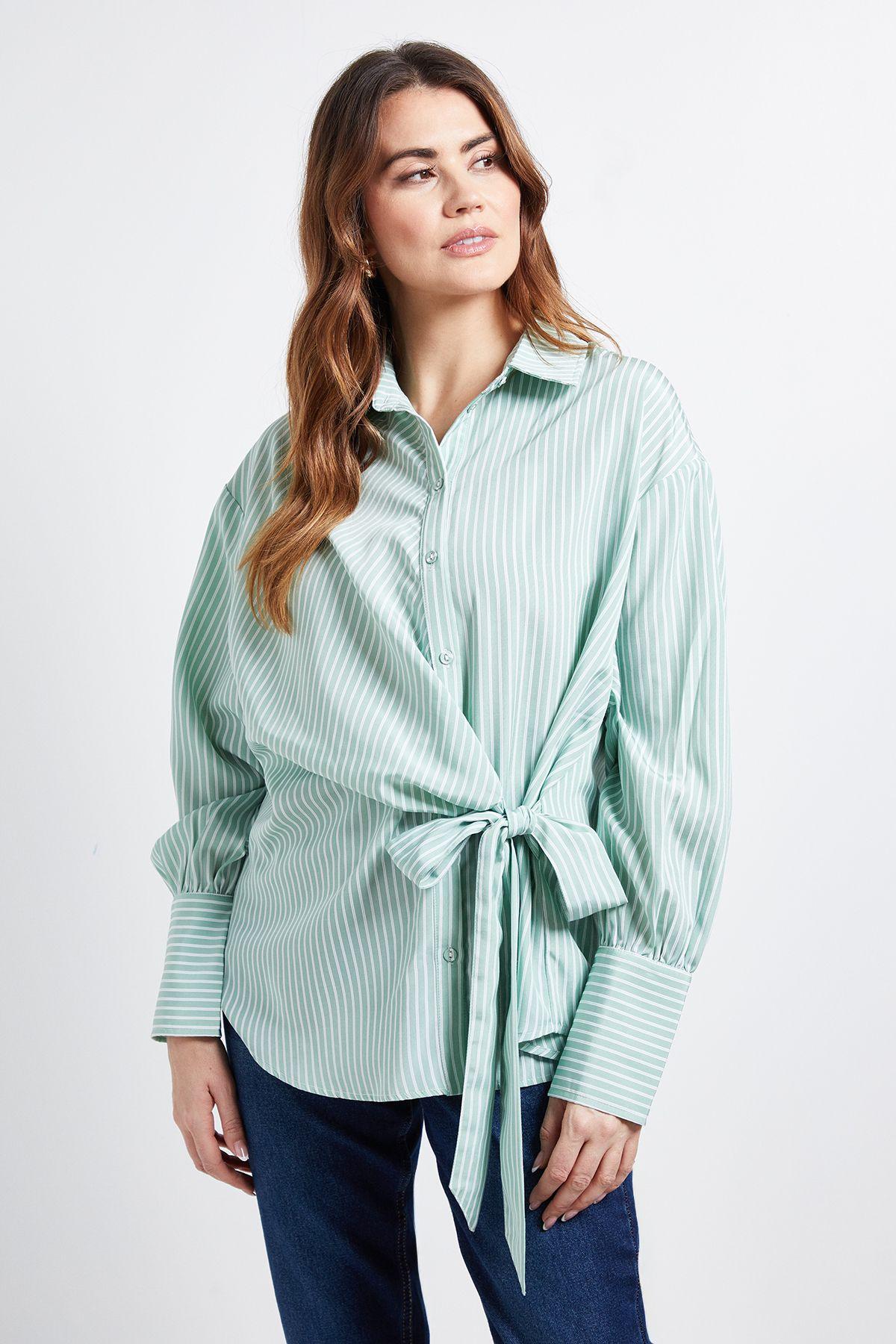 Stripe Side Tie Shirt by WALLIS