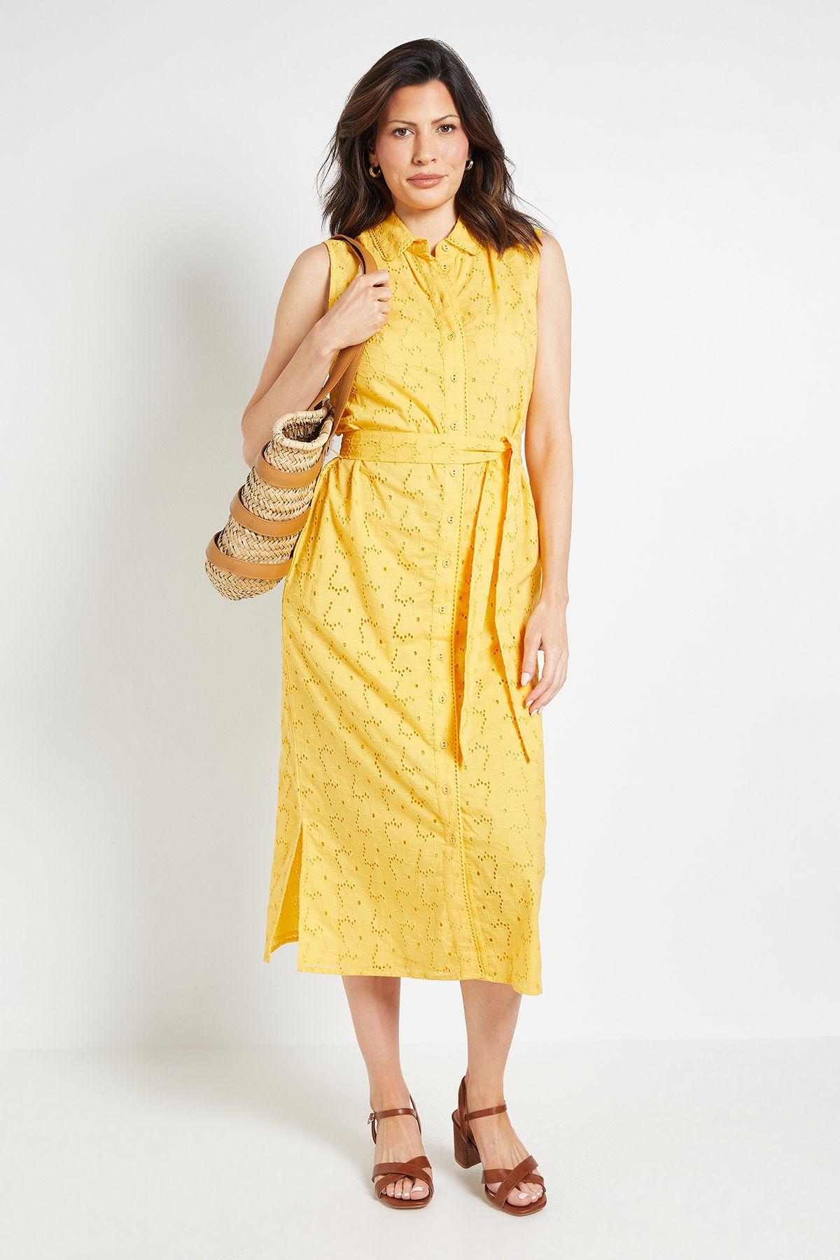 Summer Broderie Sleeveless Shirt Dress by WALLIS