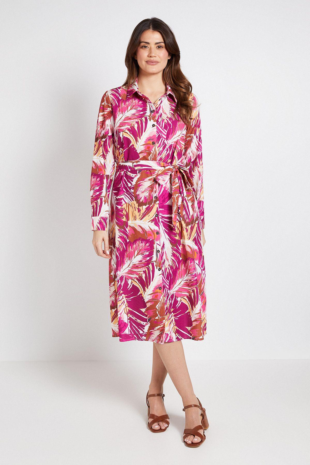 Summer Palm Print Midi Tea Dress by WALLIS