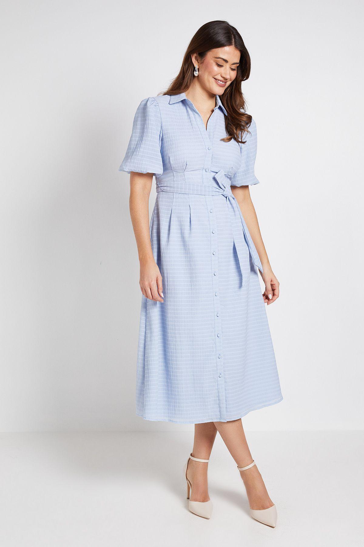 Textured Organza Puff Sleeve Shirt Dress by WALLIS