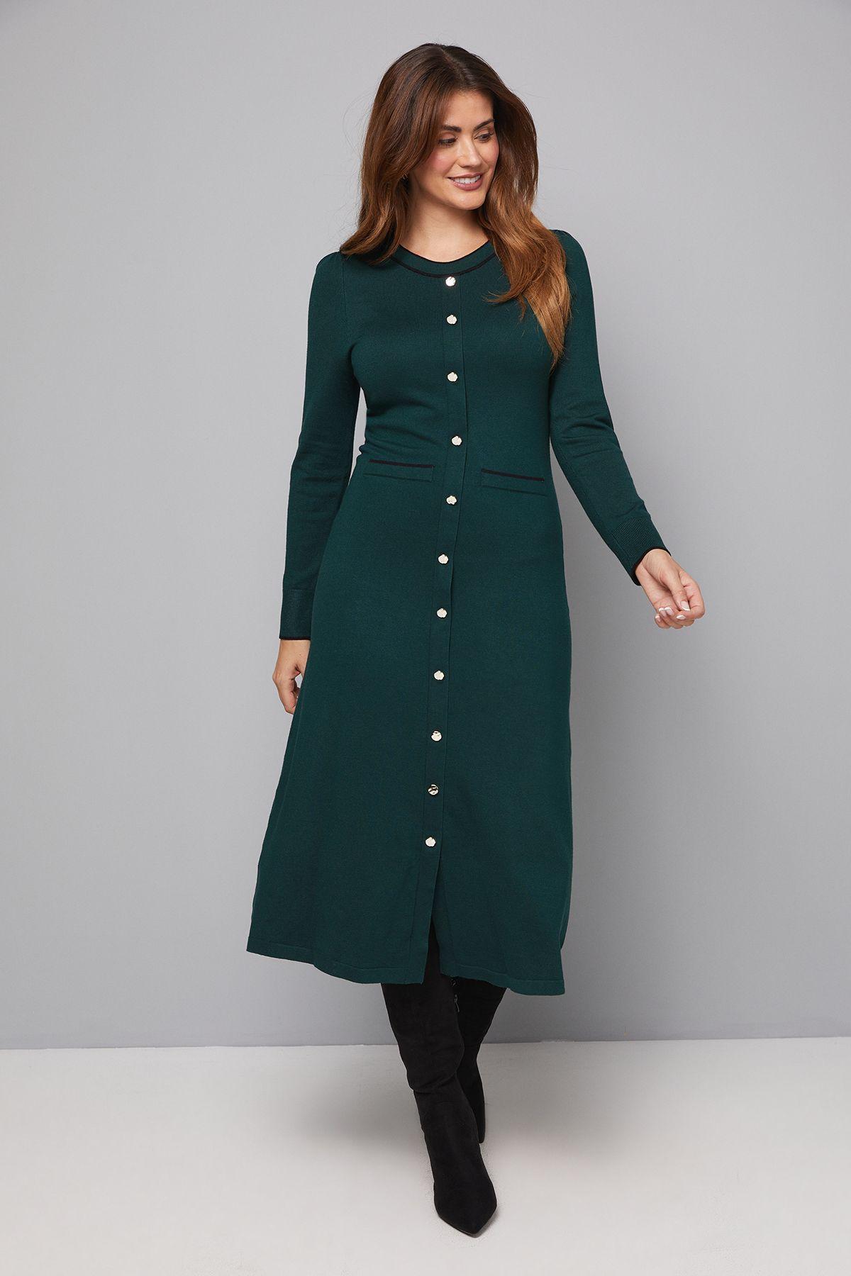 Tipped Crew Neck Knitted Dress by WALLIS