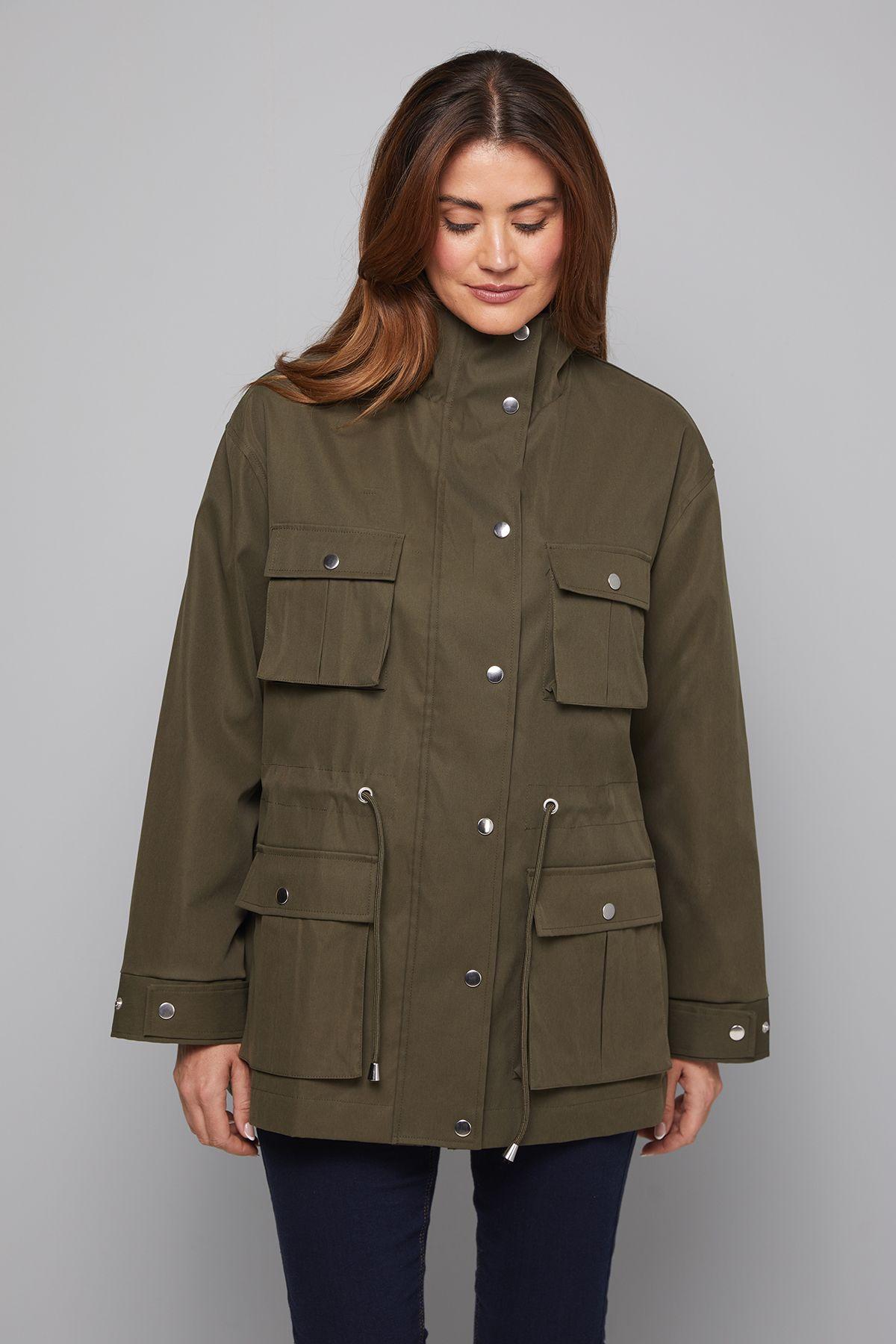 Utility Pocket Drawstring Coat by WALLIS