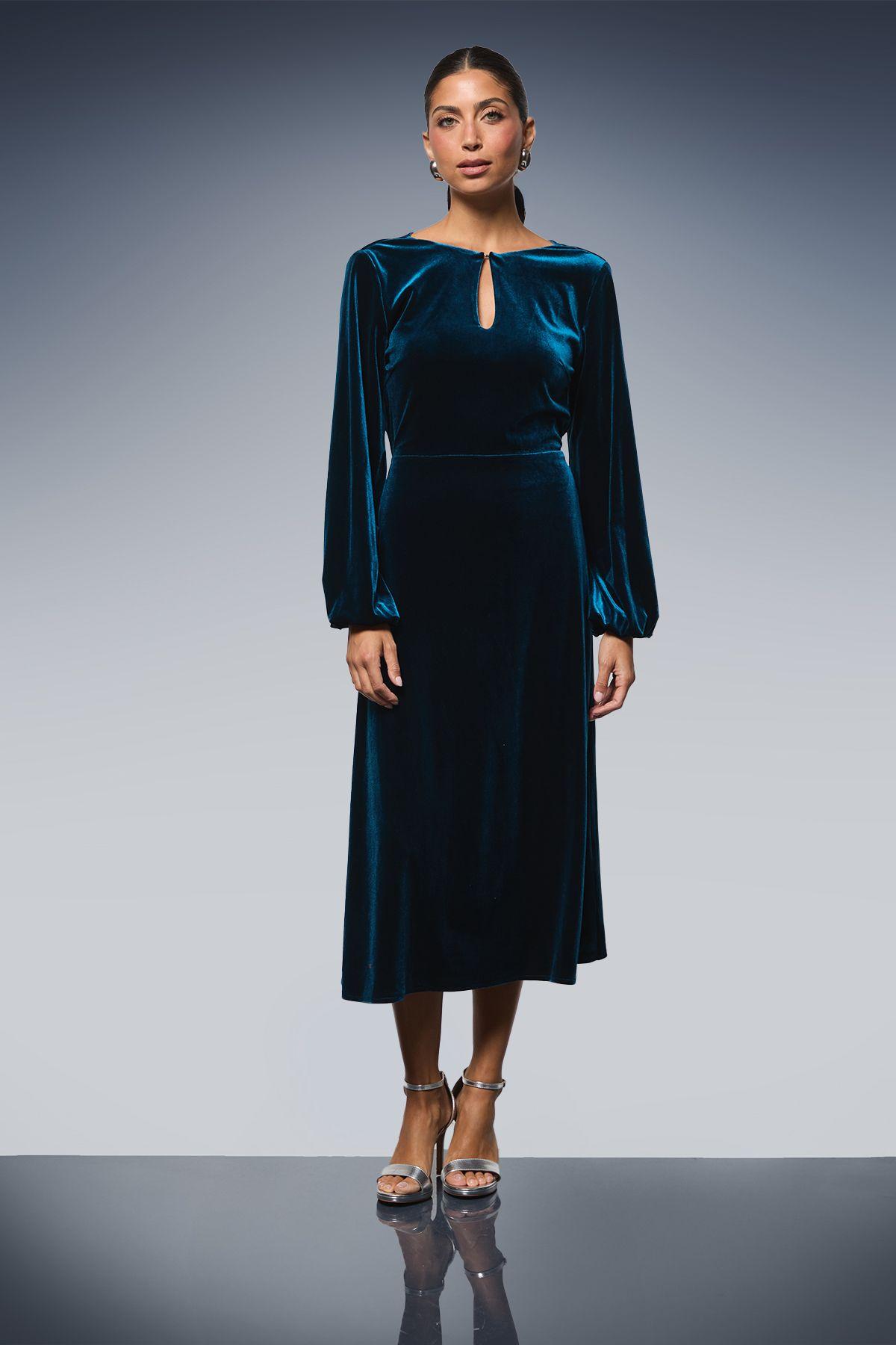 Velvet Cowl Back Midi Dress by WALLIS