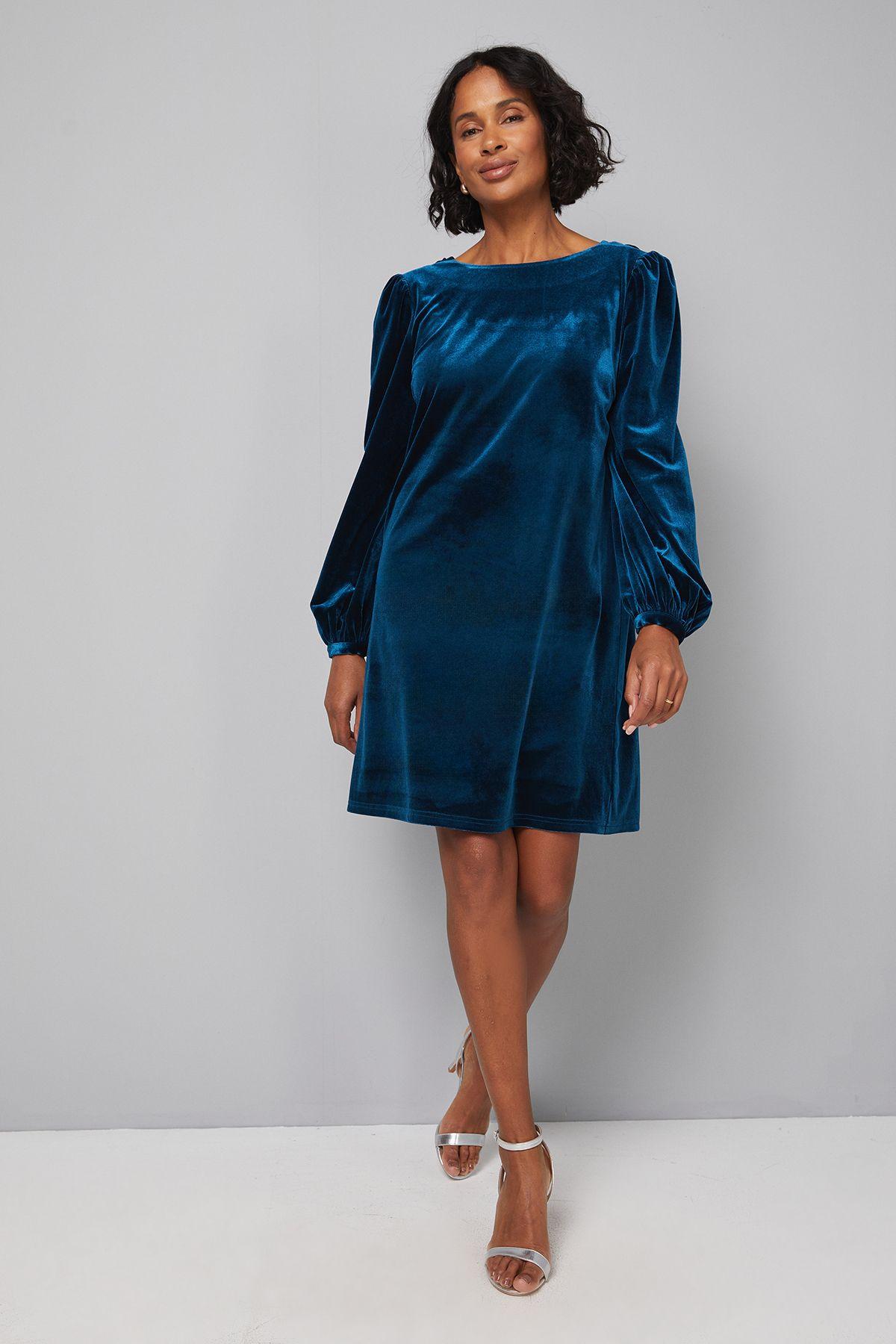 Velvet Cowl Back Shift Dress by WALLIS
