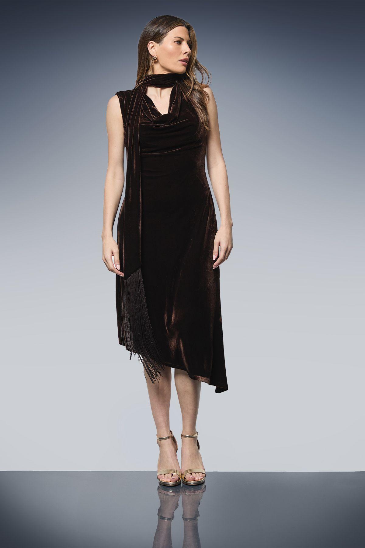 Velvet Tie Neck Tassel Midi Dress by WALLIS