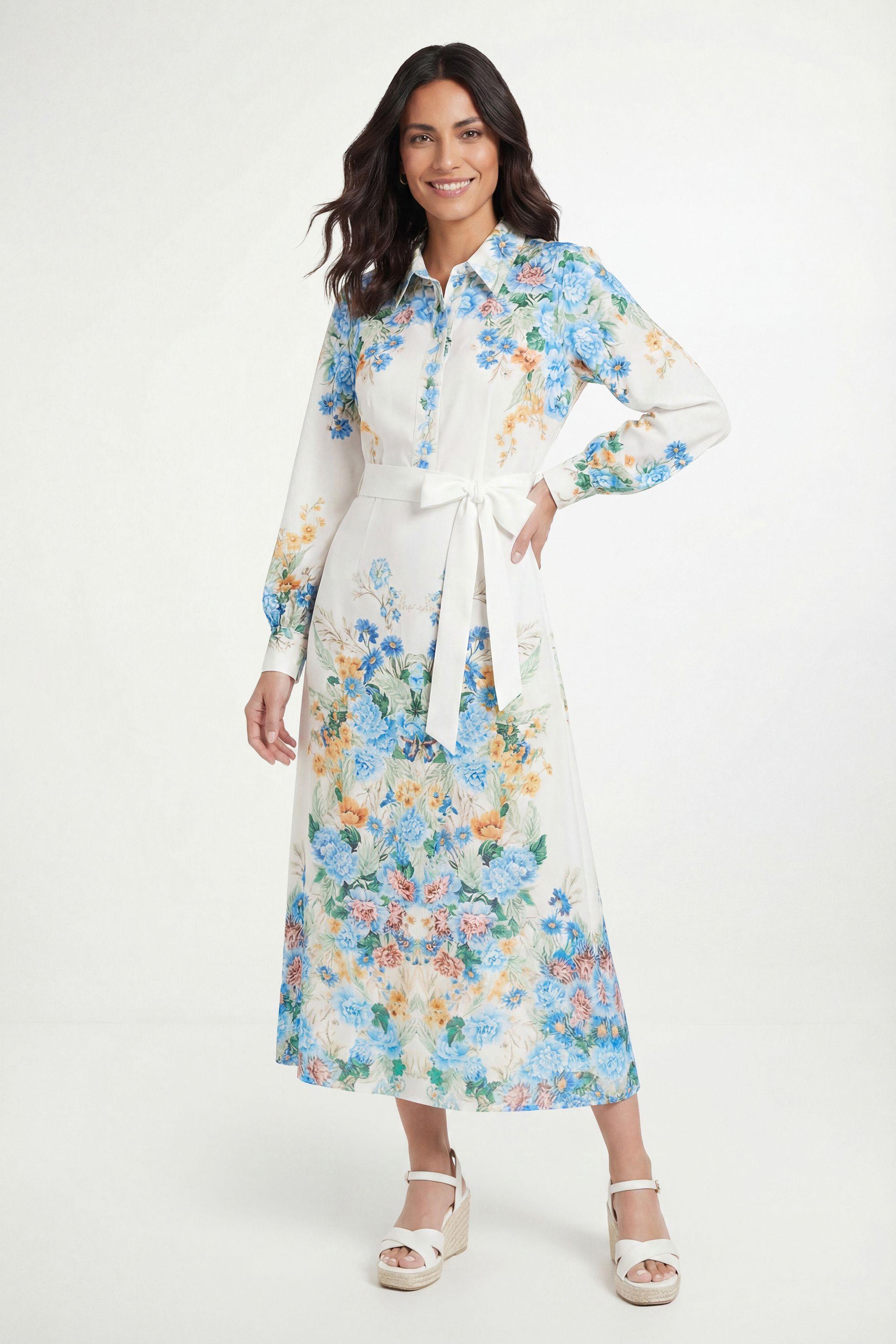 Wallis Floral Placement Print Maxi Shirt Dress by WALLIS