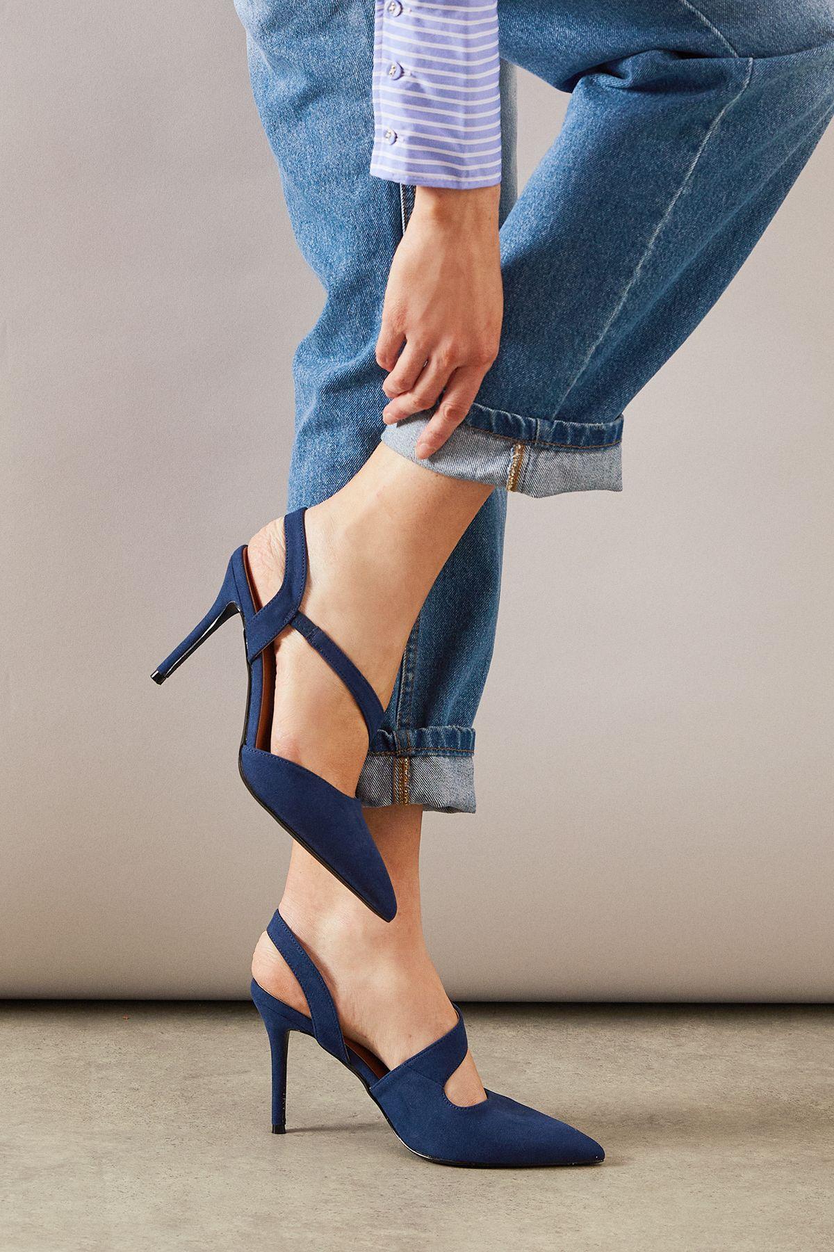 Wide Fit Everly Asymmetric Pointed Stiletto High Heel Court Shoes by WALLIS