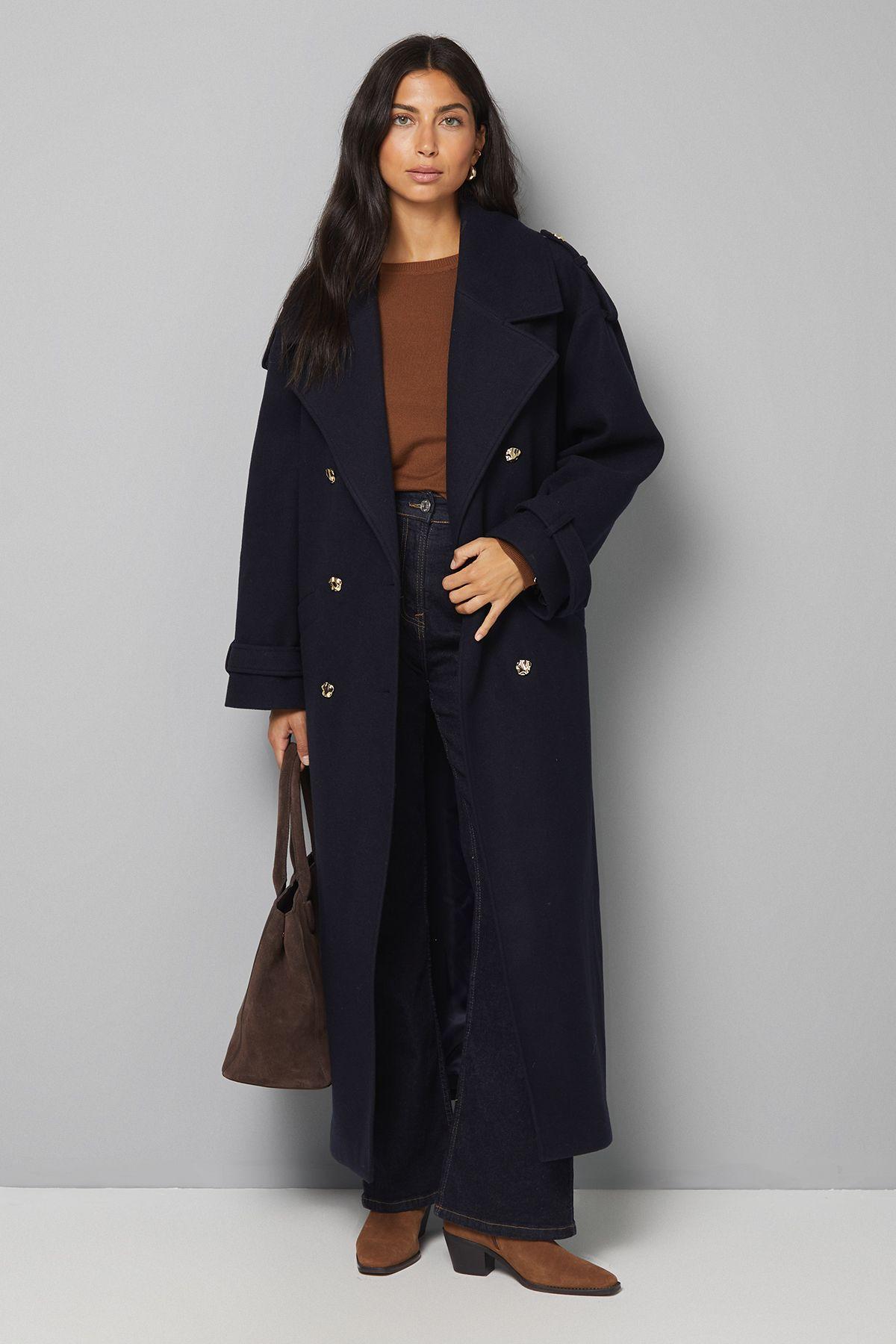 Wide Lapel Trench Coat by WALLIS