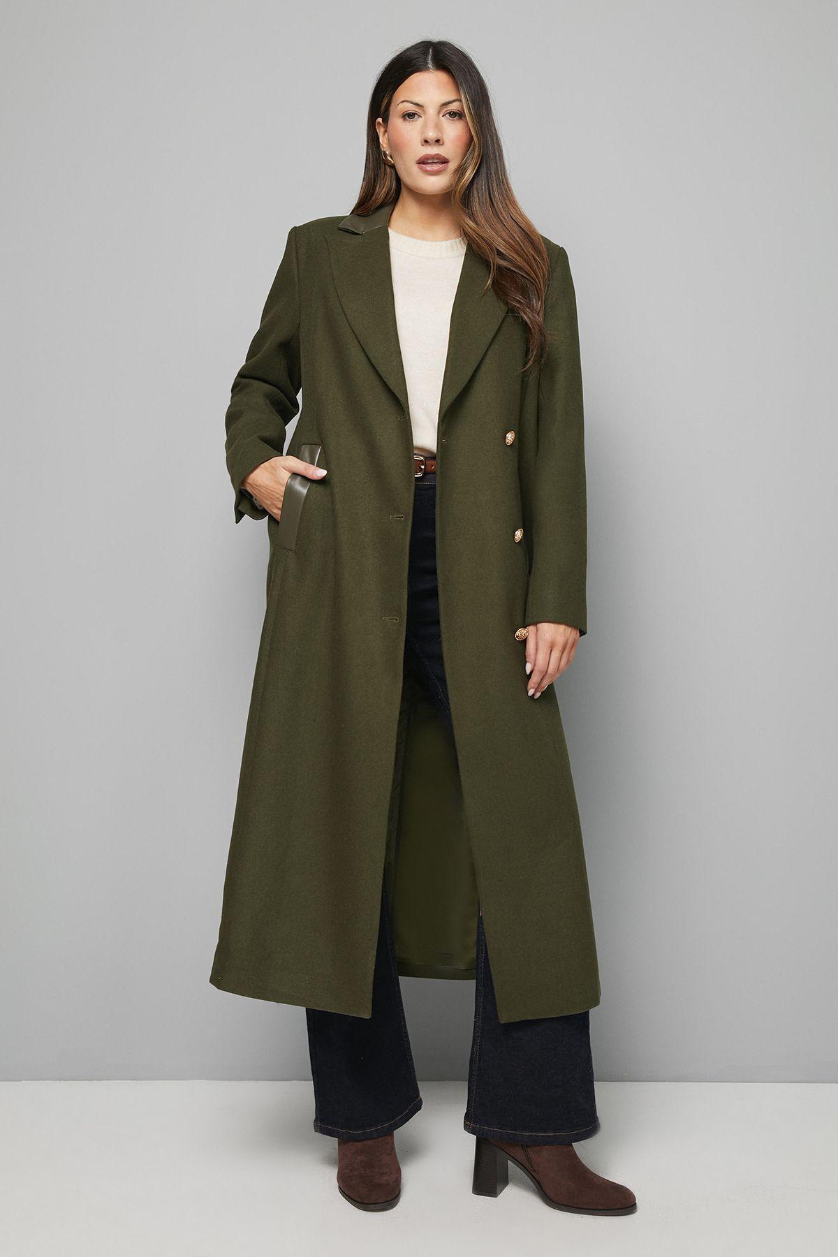 Wool Blend Pocket Detail Maxi Coat by WALLIS