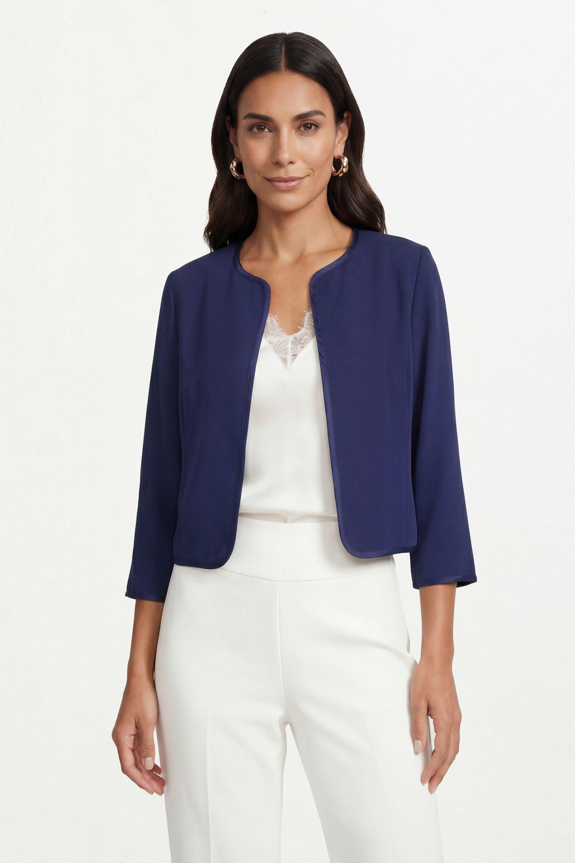 Woven Contrast Collarless Jacket by WALLIS
