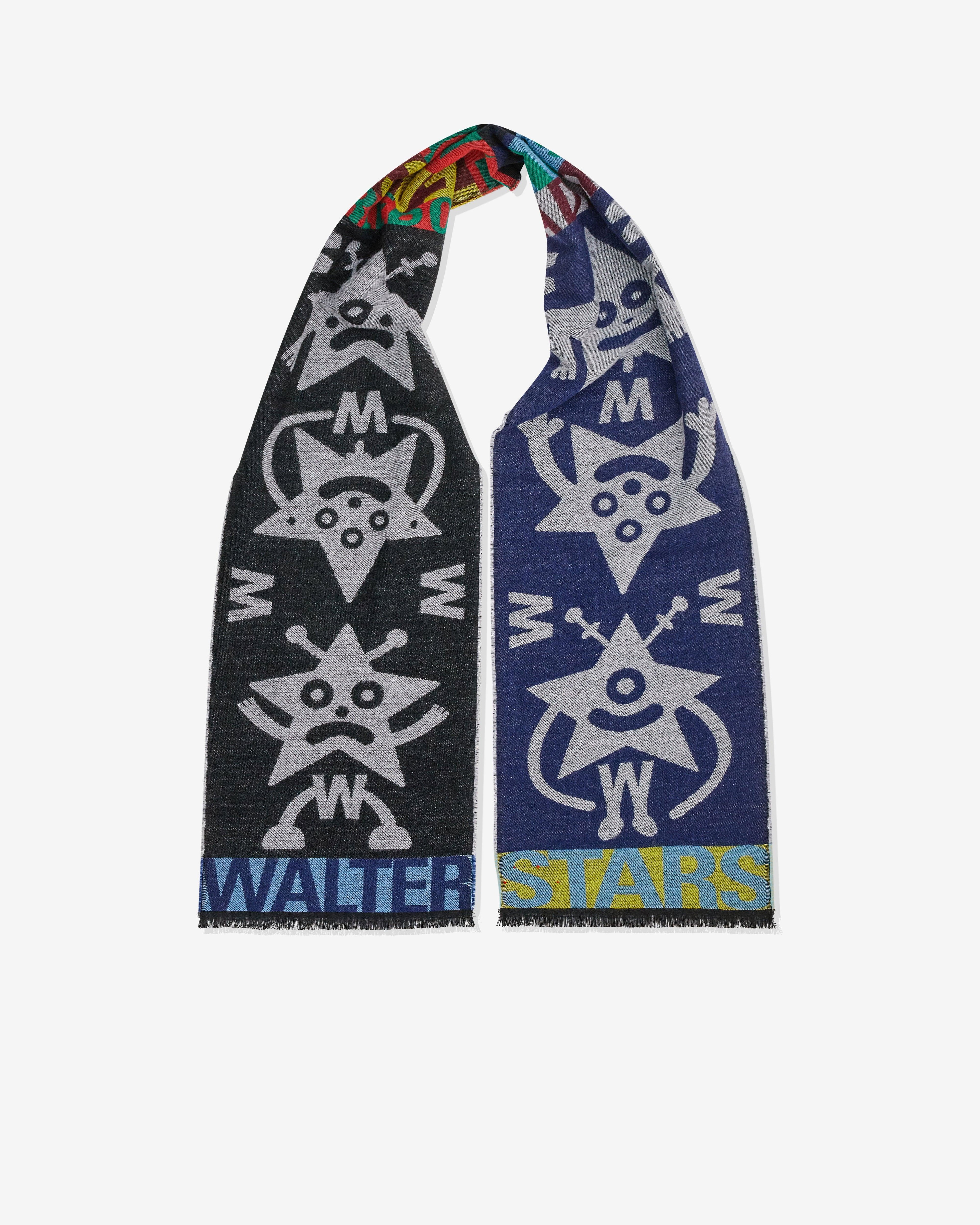 Walter Van Beirendonck - DSM Exclusive Stars Scarf - (Black/Blue) by WALTER VAN BEIRENDONCK