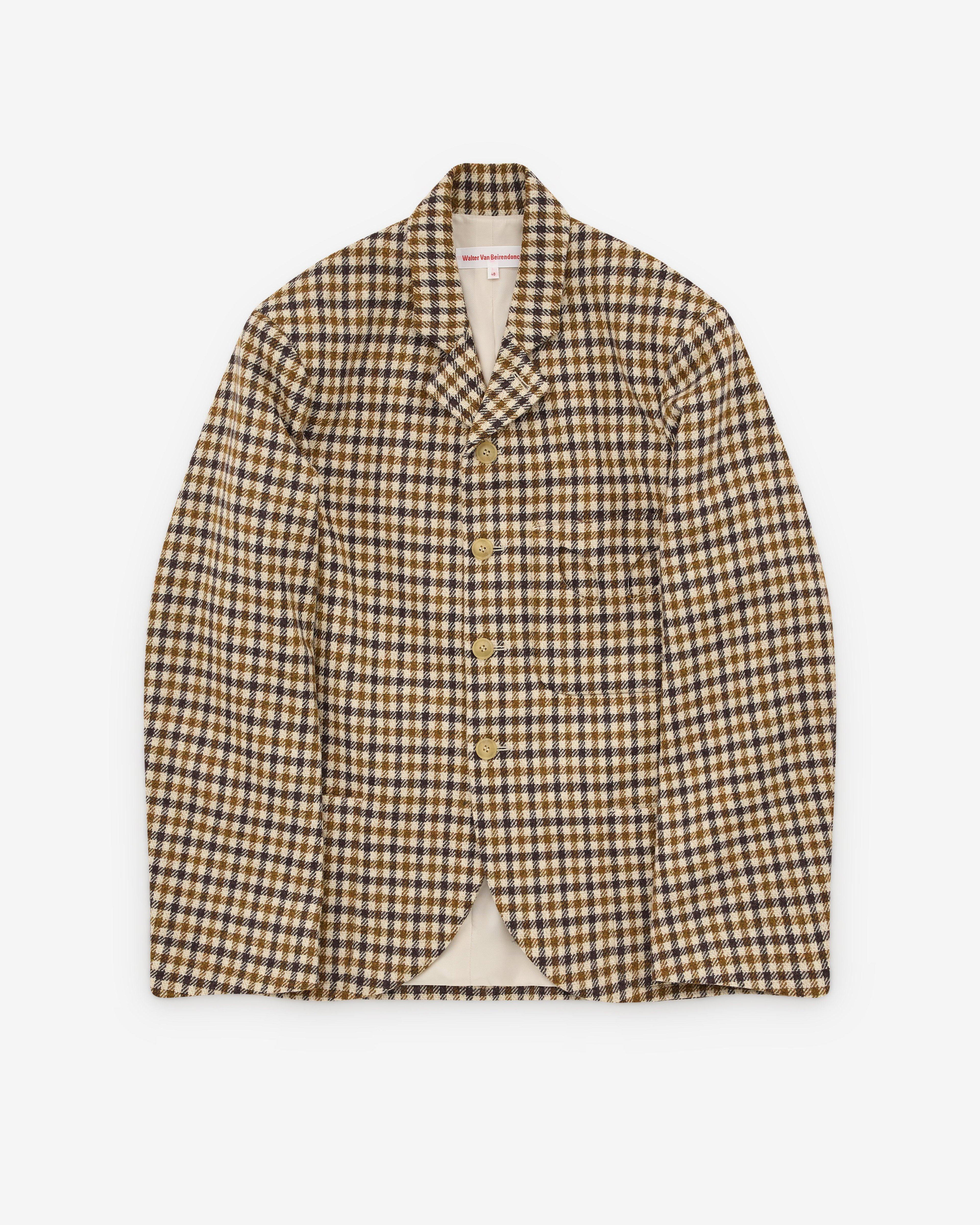 Walter Van Beirendonck - Men’s Boxy Blazer - (Cream Check) by WALTER VAN BEIRENDONCK