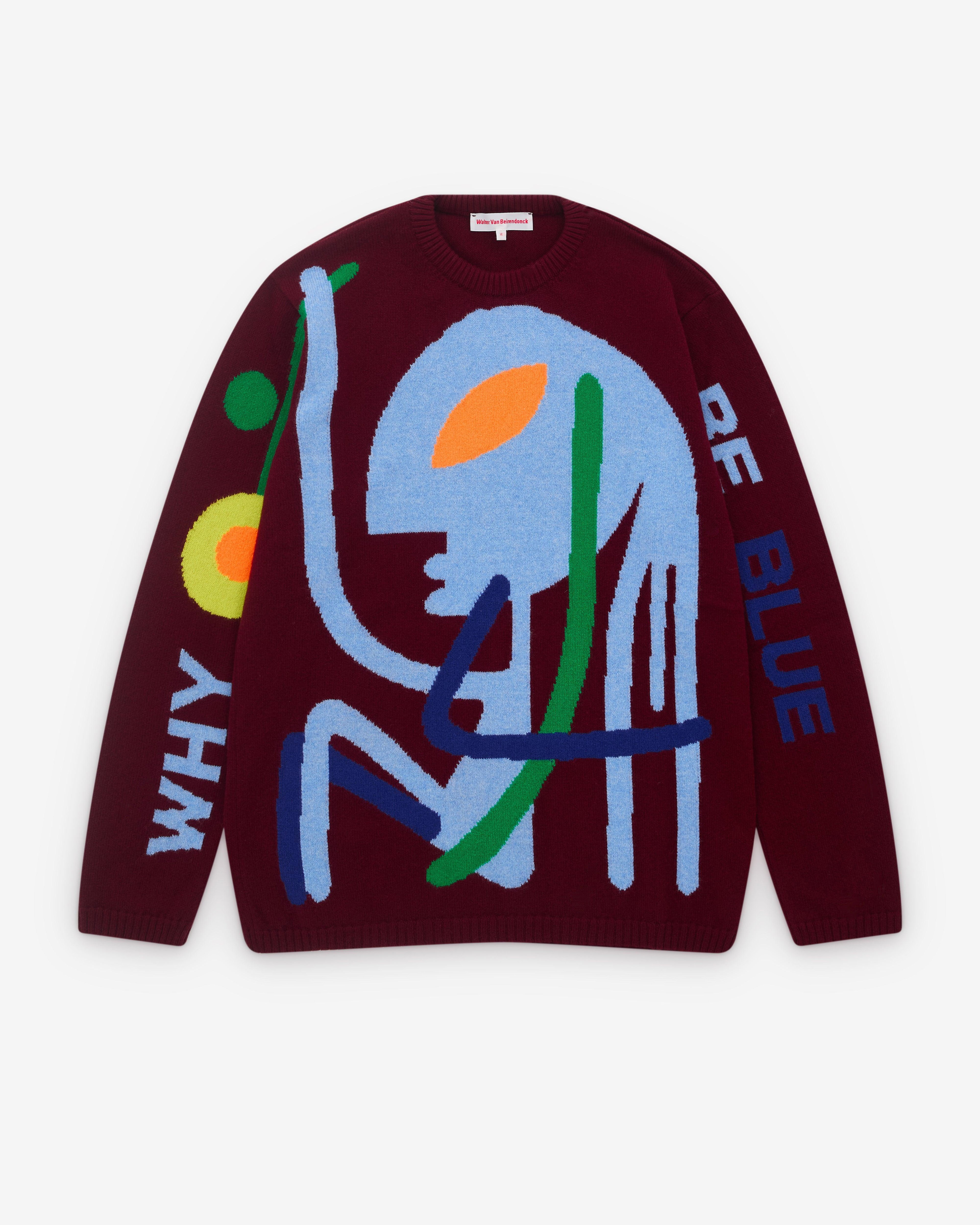 Walter Van Beirendonck - Men’s Why Be Blue Knit - (Burgundy) by WALTER VAN BEIRENDONCK